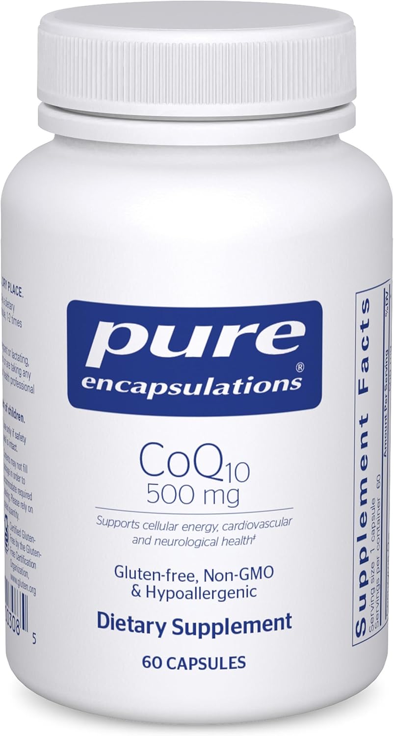 Pure Encapsulations CoQ10 500 mg | Coenzyme Q10 Supplement for Energy, Antioxidants, Brain and Cellular Health, Cognition