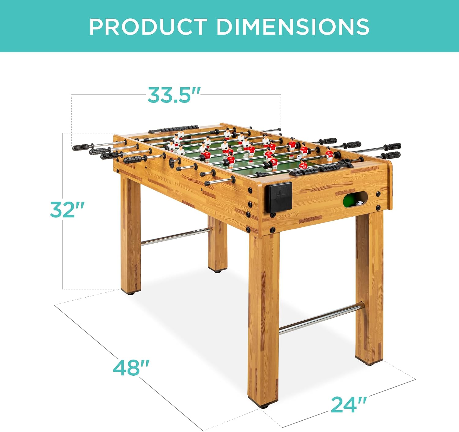 Best Choice Products Foosball Table for Kids and Adults, Game Room Soccer Game Table w/ 2 Balls, 2 Cup Holders, Ergonomic Handles, Chrome Finished Metal Bars