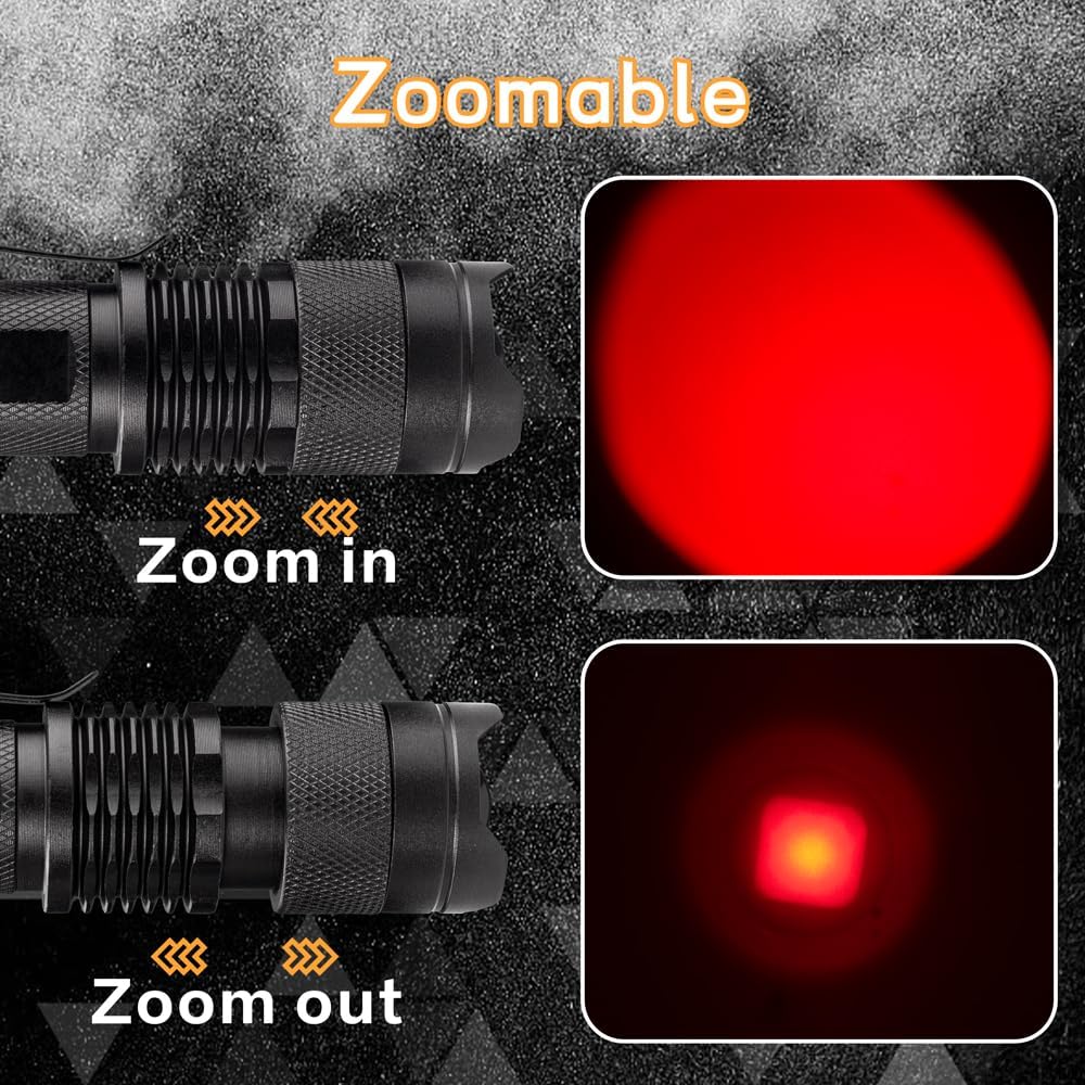 High Power 1 Mode Red LED Flashlight, Single Mode Red Flashlight, Red Light Flashlight Red Light Torch for Astronomy, Aviation, Night Observation
