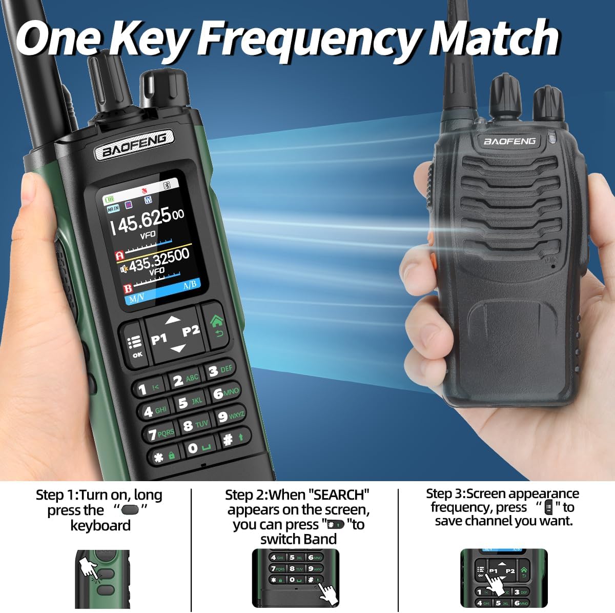 BAOFENG UV-32 Radio Ham Radio Handheld 10W Long Range Rechargeable NOAA Weather Receiver 5RM K5 Tactical Two Way Radio Walkie Talkie for Adults with