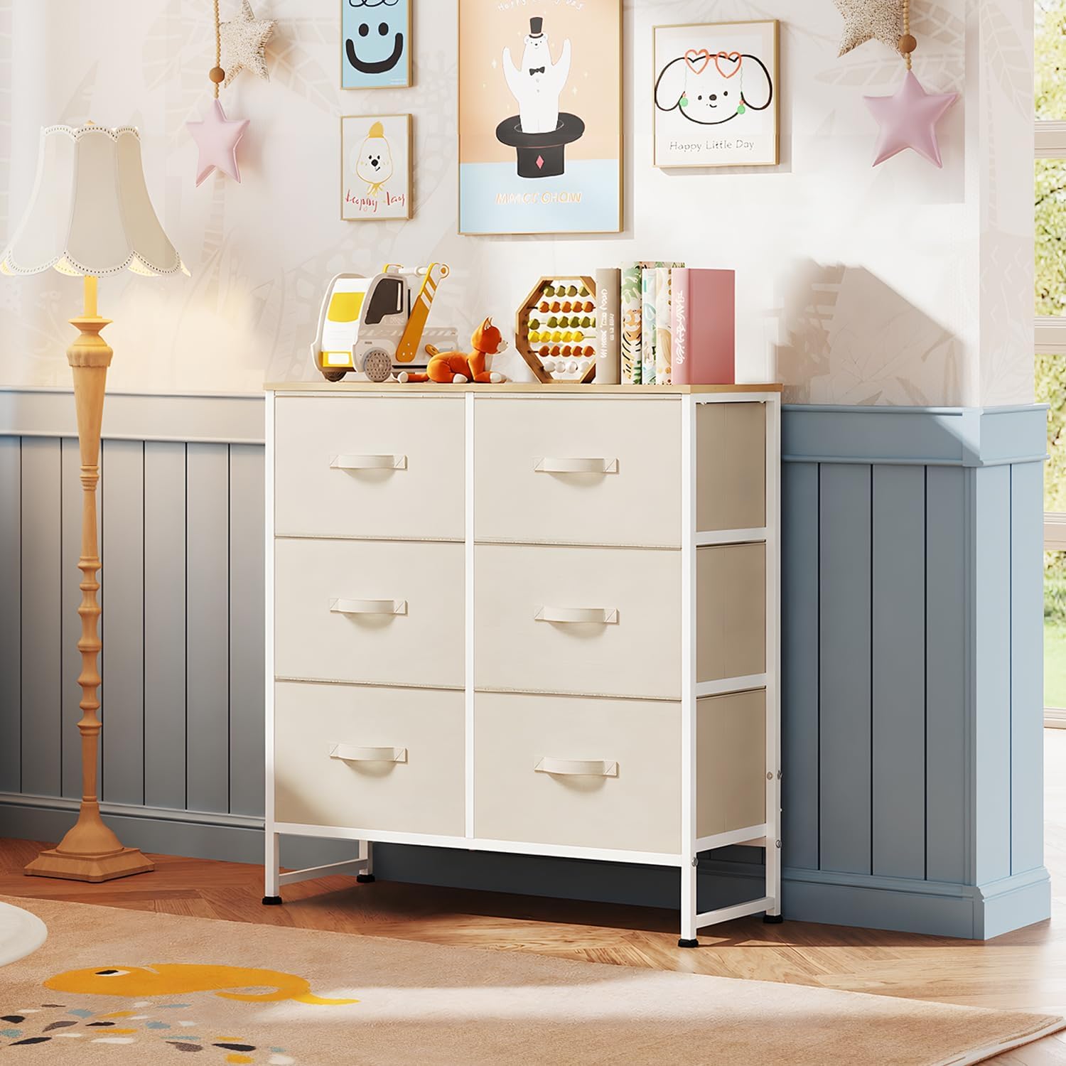 WLIVE Dresser for Bedroom with 6 Drawers, Light Grey