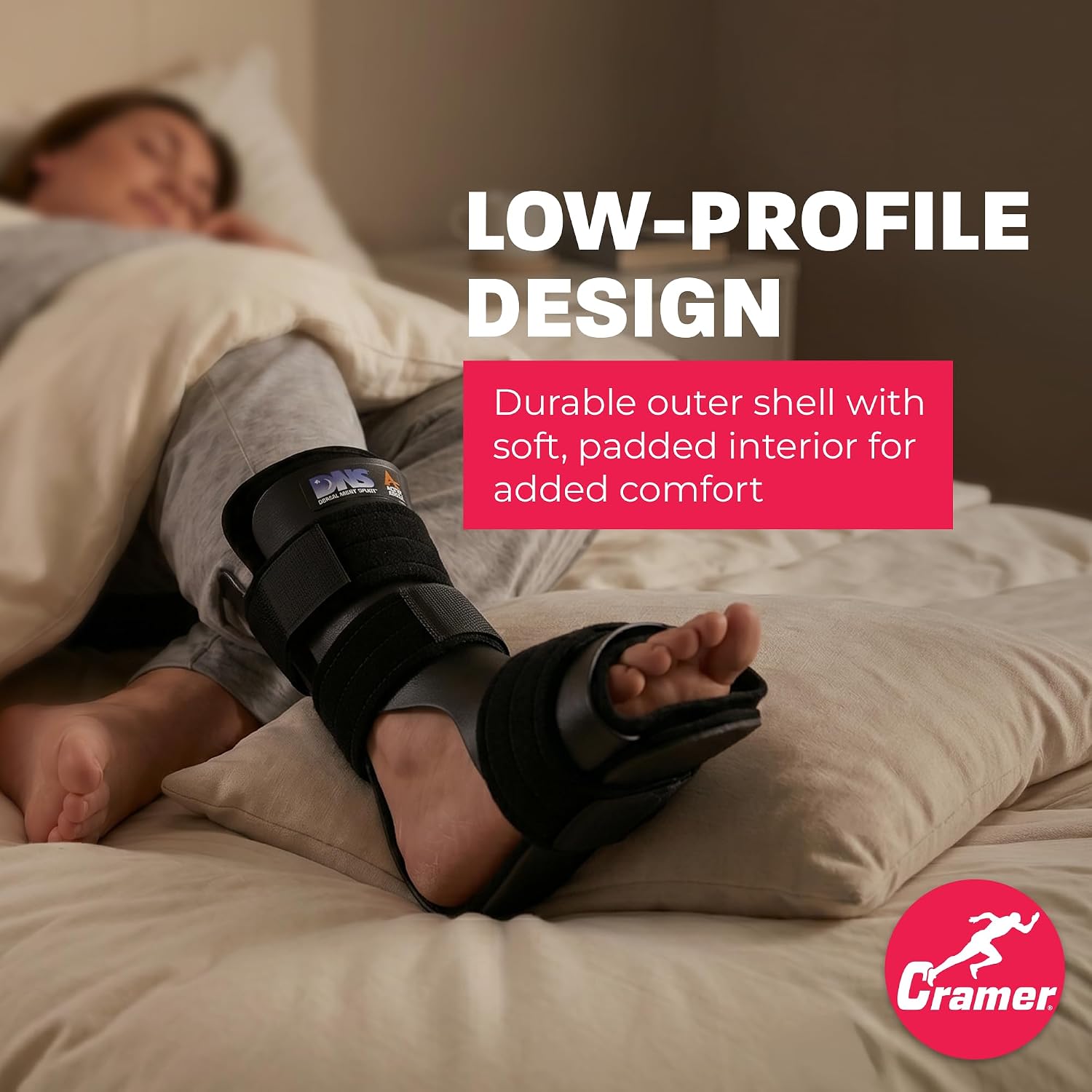Cramer Dorsal Night Splint, Small, Foot Brace for Plantar Fasciitis Support, Lightweight Low-Profile Sleep Aid, Adjustable Arch Alignment Splint for Left or Right Foot, Slip-Resistant Fit