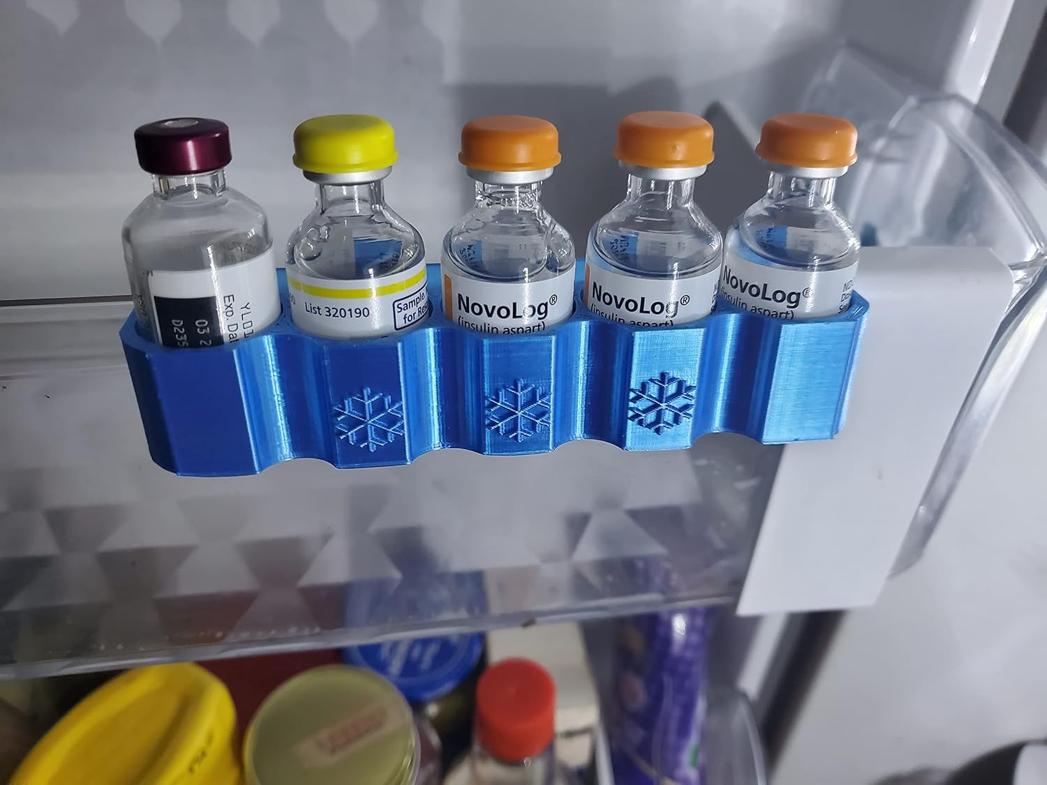 10ml Insulin Vial Holder for Refrigerator Door or Drawer – Fits Humalog, Novolog, Levemir, Tresiba, Fiasp, Vetsulin & More – Hygienic