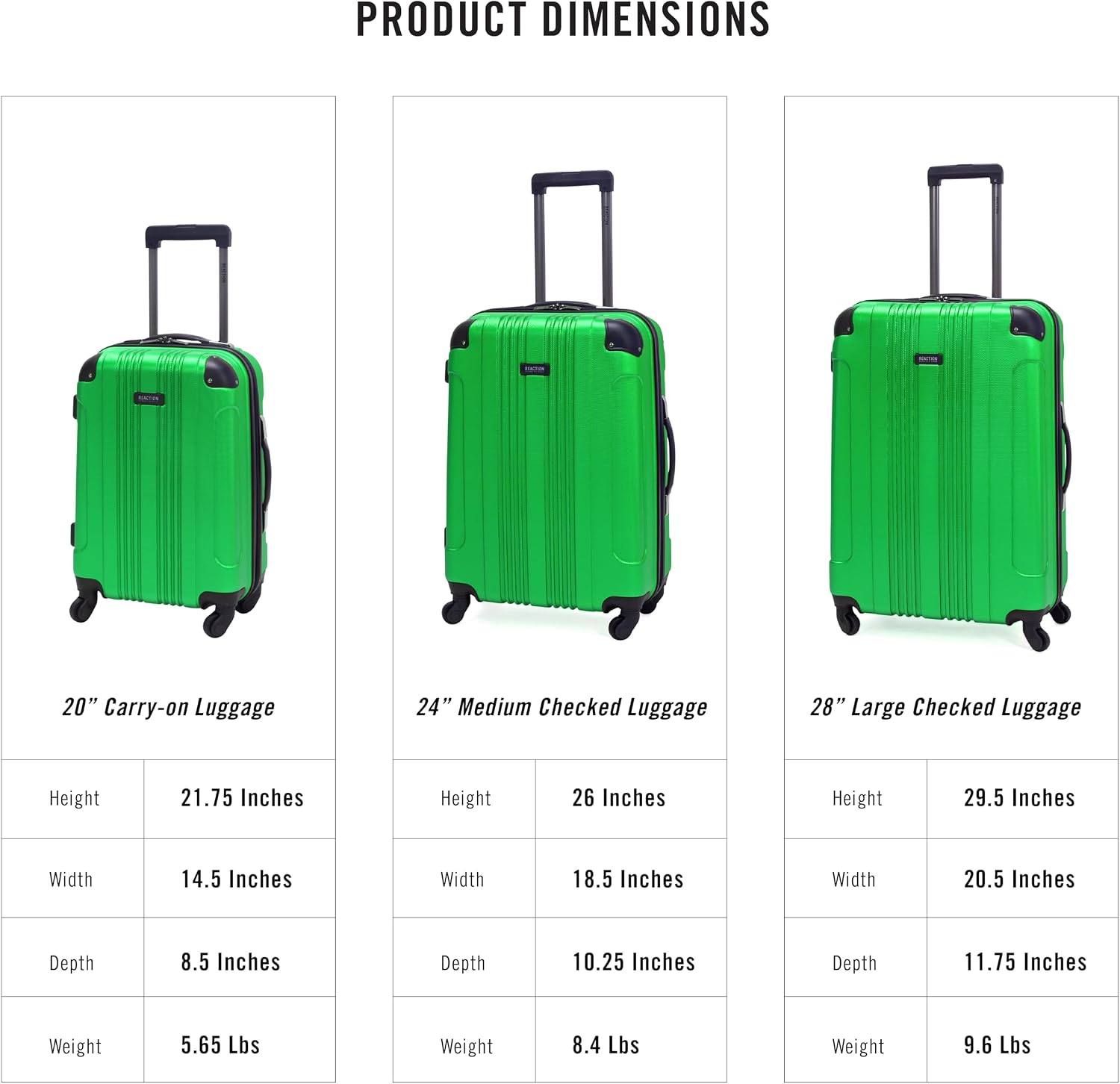 Kenneth Cole REACTION Out of Bounds Lightweight Hardshell 4-Wheel Spinner Luggage, Teal, 20-Inch Carry On