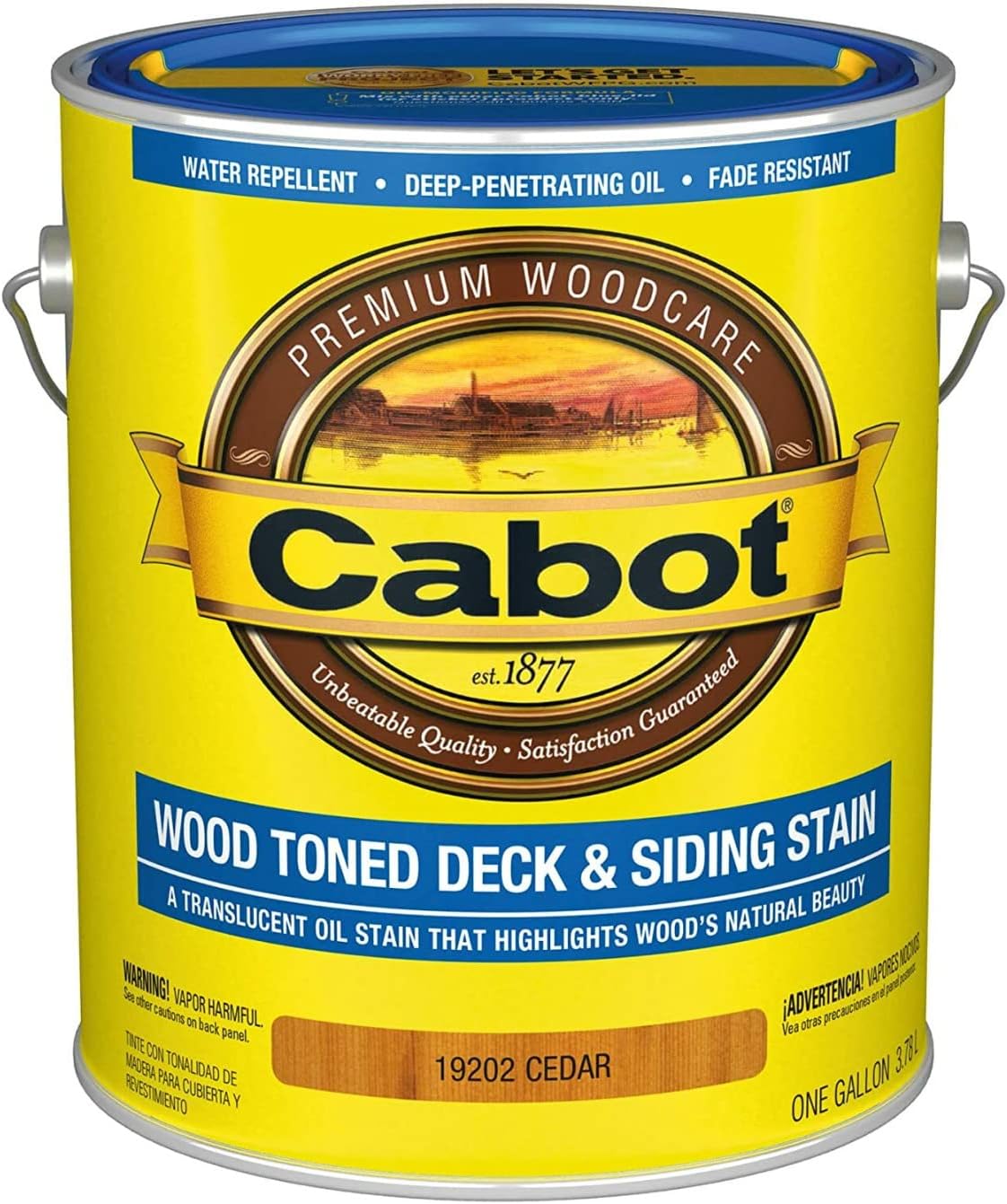 Cabot Wood Toned Stain + Sealer, Low VOC Exterior Natural Wood Stain, Cedar, Gallon