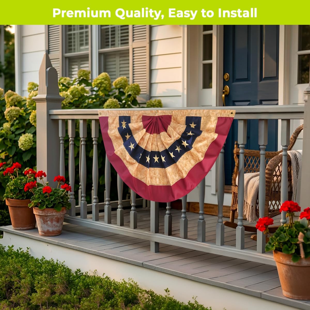 Briarwood Lane 4th of July Bunting 48" X 24 Tea Stained Patriotic For 4th of July Bunting