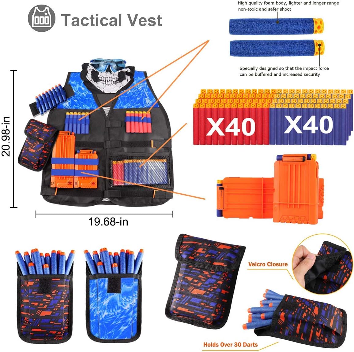 POKONBOY 2 Sets Tactical Vest Kits Compatible with Nerf Guns N-Strike Elite Series