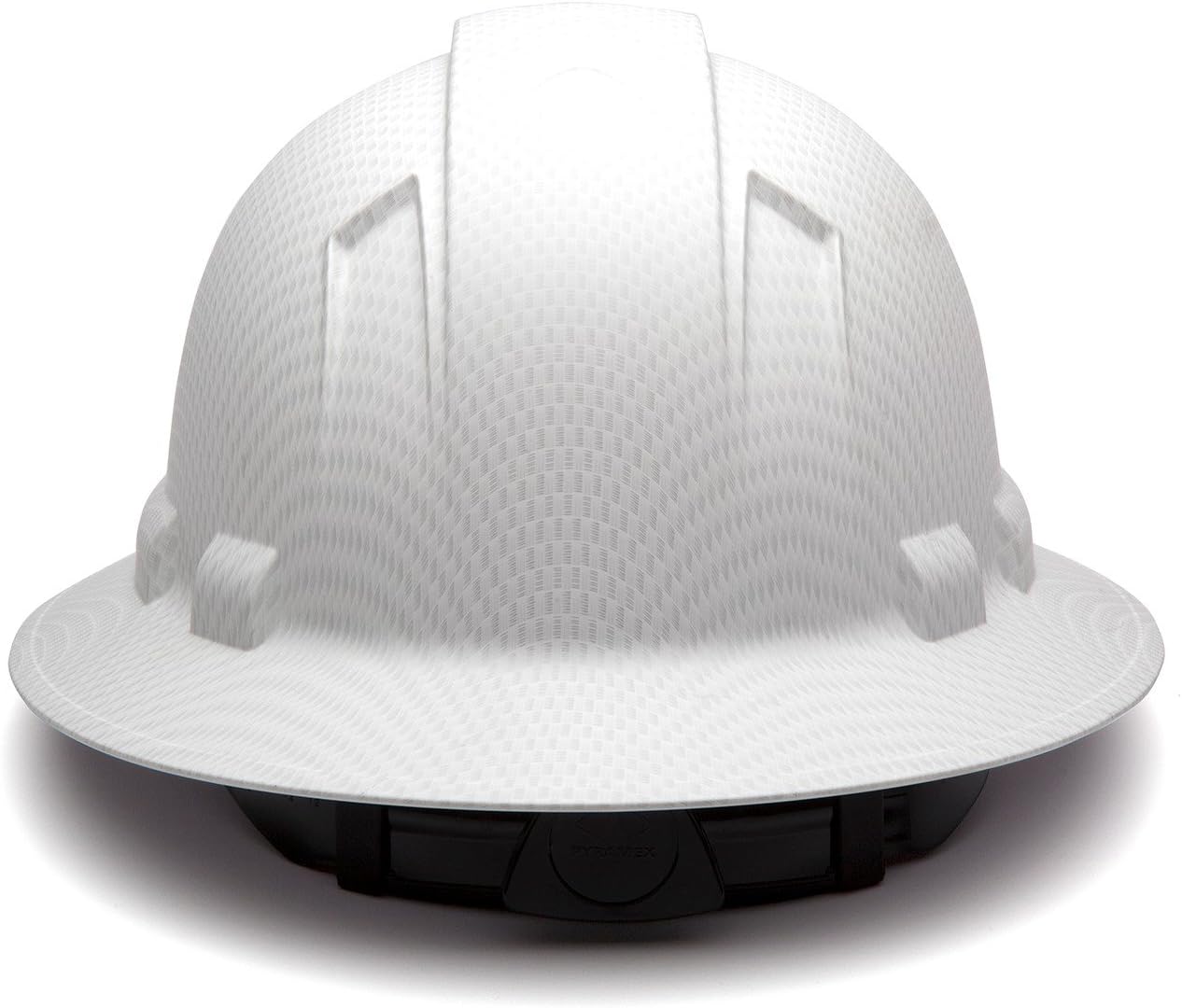 Pyramex Ridgeline Full Brim Hard Hat 4 Point Ratchet White | Full-brim sun & rain protection, HDPE shell, Ratchet suspension, Construction & utility, ANSI Z89.1 Type I Class C/G/E