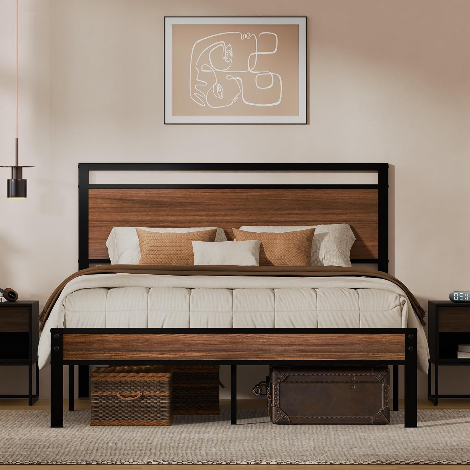 Z-hom Easy Assembly Queen Bed Frame & Headboard Footboard,Underbed Storage | Sturdy Metal Structure,Silent Anti-Slip Support,Under Bed Storage Space,No Box Spring Needed,Modern Bedroom Furniture