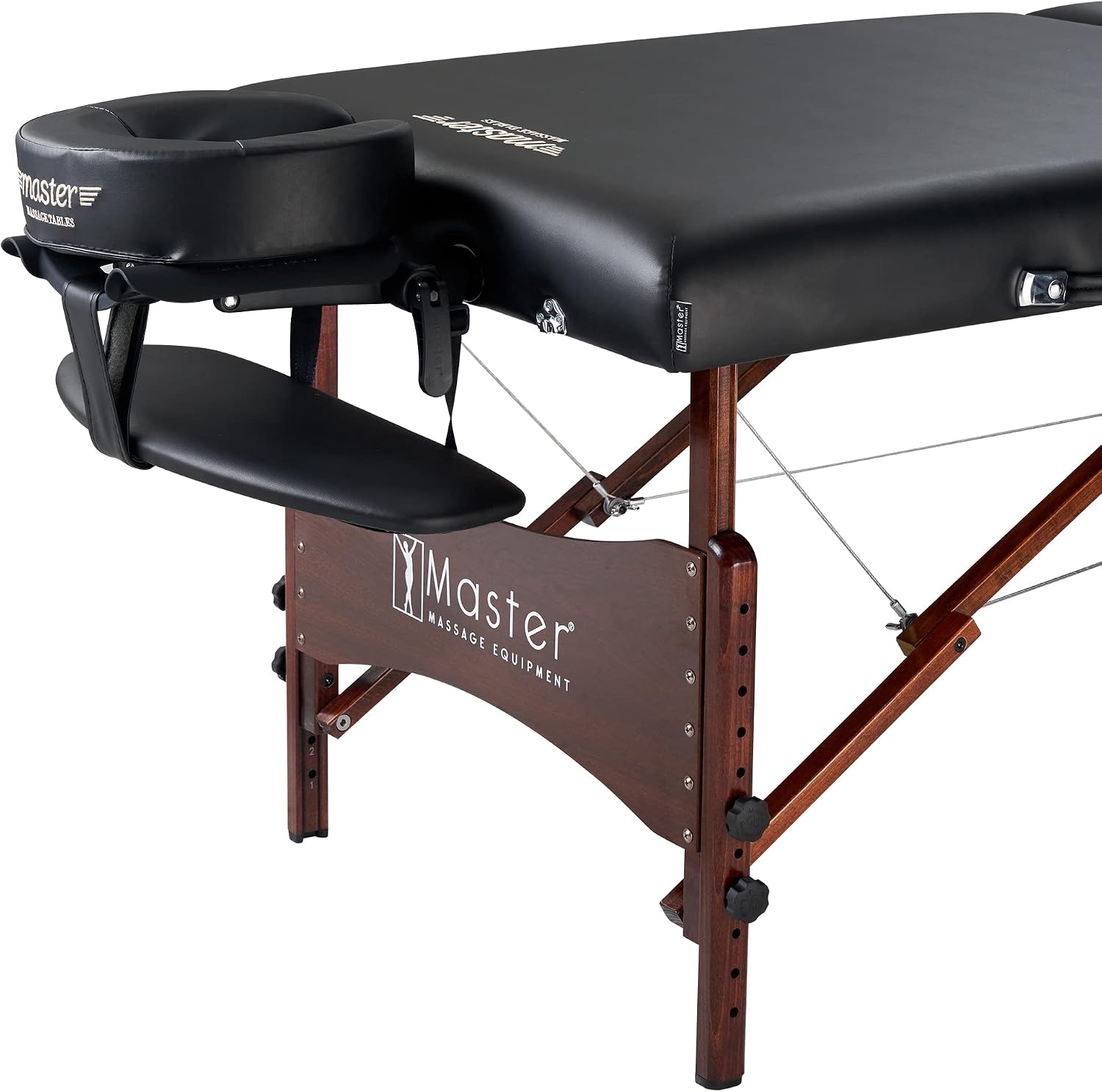 Master Massage Newport Portable Massage Table Package with Denser 2.5" Cushion, Walnut Stained Hardwood, Steel Support Cables, Pillows & Accessories, Royal Blue, 30"