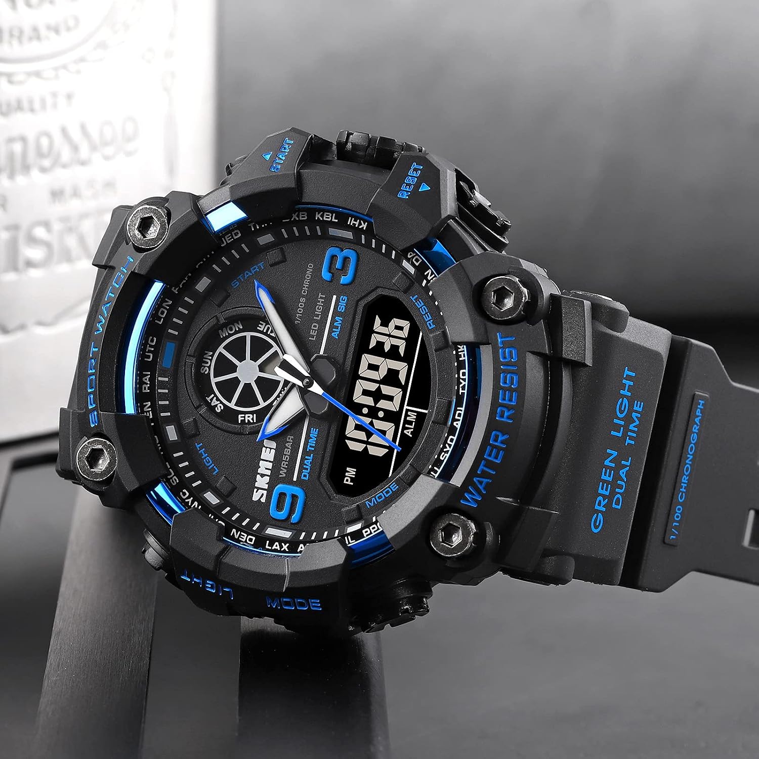FANMIS Men's Analog Digital Sport Watch Military Dual Display 50M LED Watch | Men's Dual Display Sports Watches With Led Backlight Alarm Stopwatch 12/24h Time Outdoor Running Swimming
