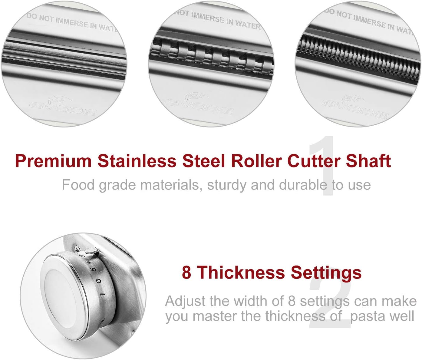 GVODE 3Pcs Pasta Attachment for KitchenAid Stand Mixer, 304 Stainless Steel | Pasta Maker Attachment Set with Pasta Roller
