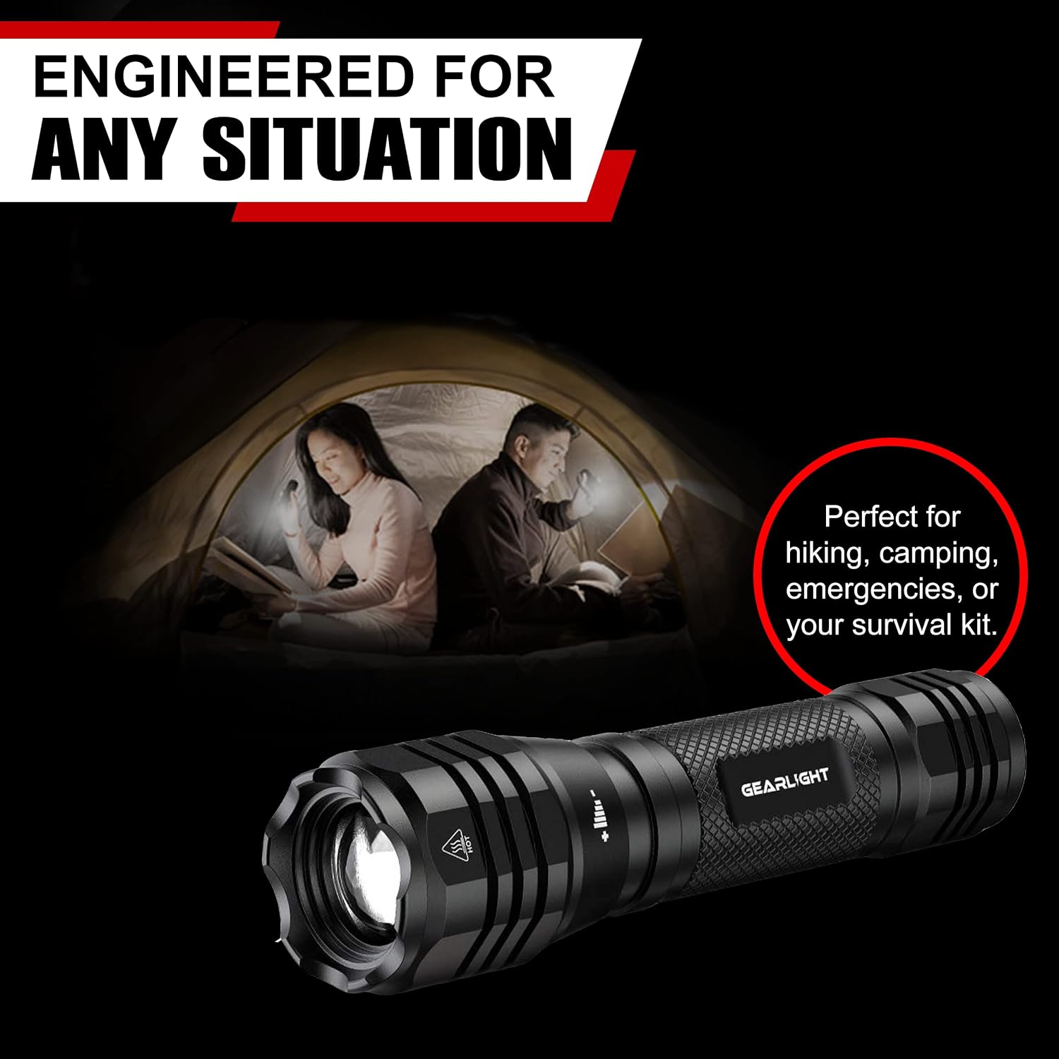 GearLight S1050 LED Flashlight High Lumens - for Camping, Hiking