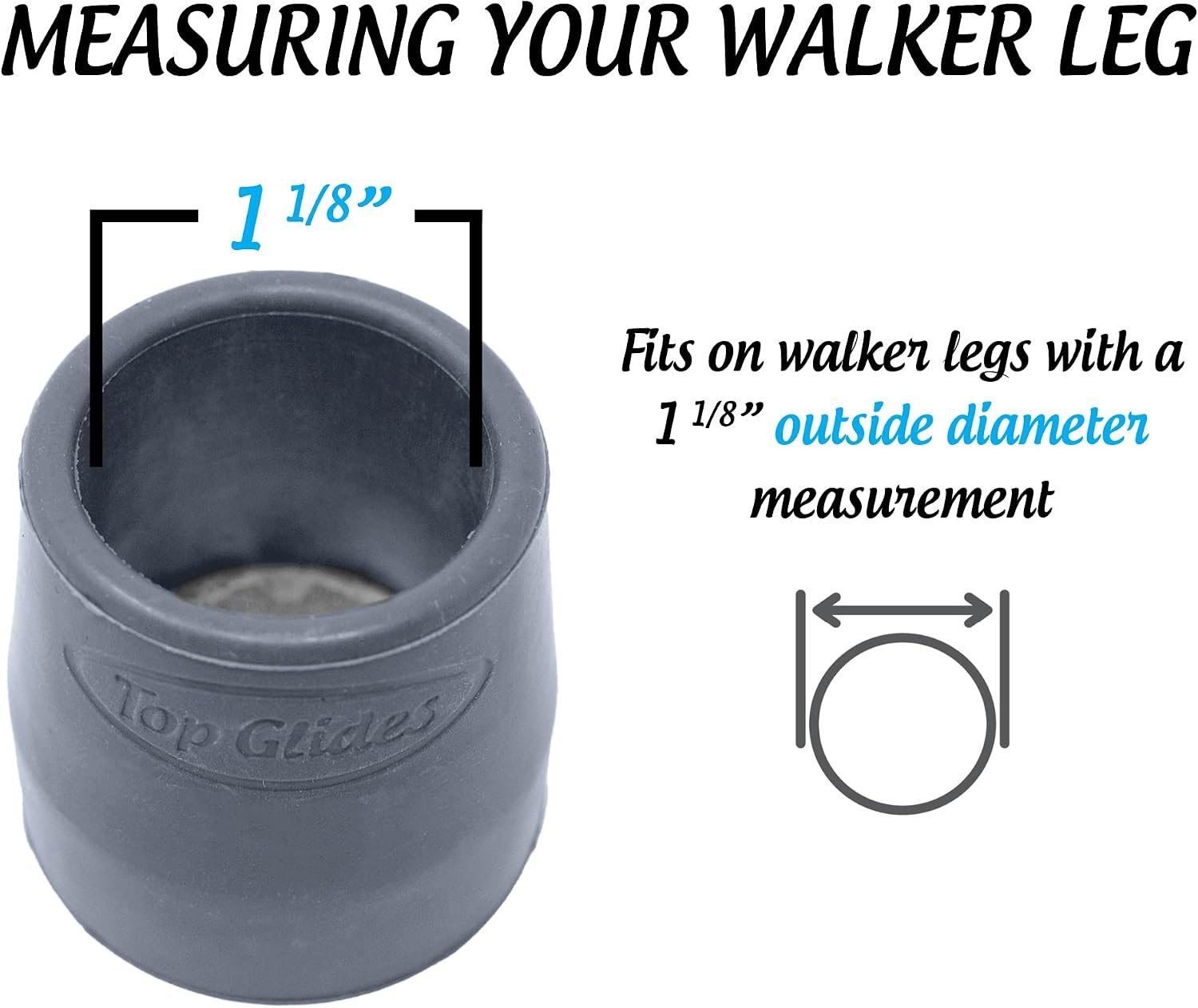 Steel-Reinforced Walker Glide Tips (Gray, 1 1/8")