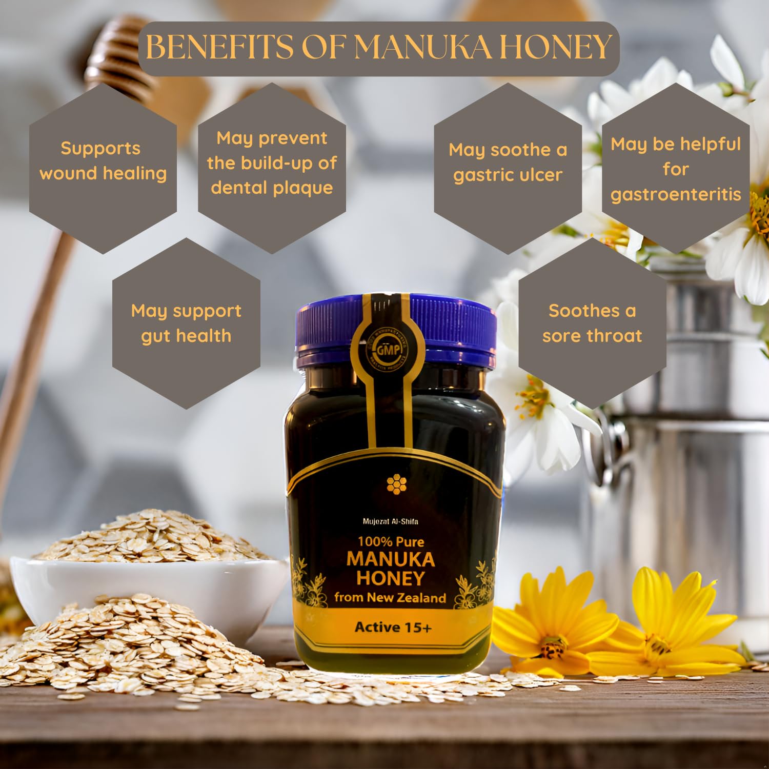 Authentic Mountain Sidr Honey - Jujube Honey, Supports Mental Health, Memory and Cognition, 100% Natural, Raw Liquid Honey, Gluten Free (500g / 17.6oz)
