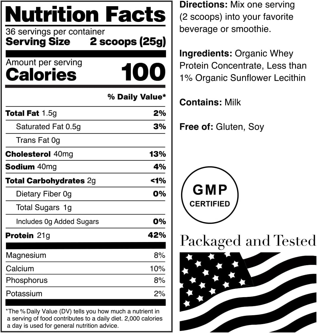 NorCal Organic Grass-Fed Whey Protein, USDA Certified, Unflavored, 2 lb