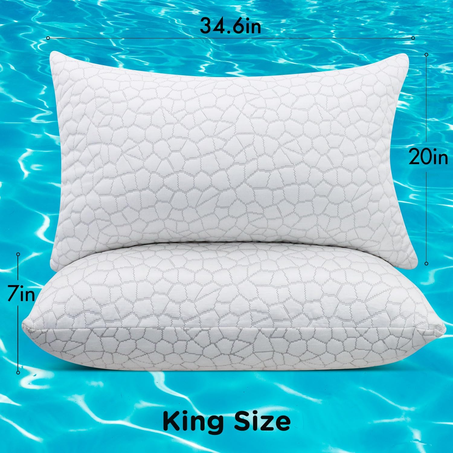 SUPA MODERN Cooling Pillow Queen Size Set of 2, CertiPUR-US Shredded Memory Foam Pillows for Sleeping, Cool Bed Pillows for Hot Sleepers, Adjustable Firm Pillow for Side,Back,Stomach Sleepers