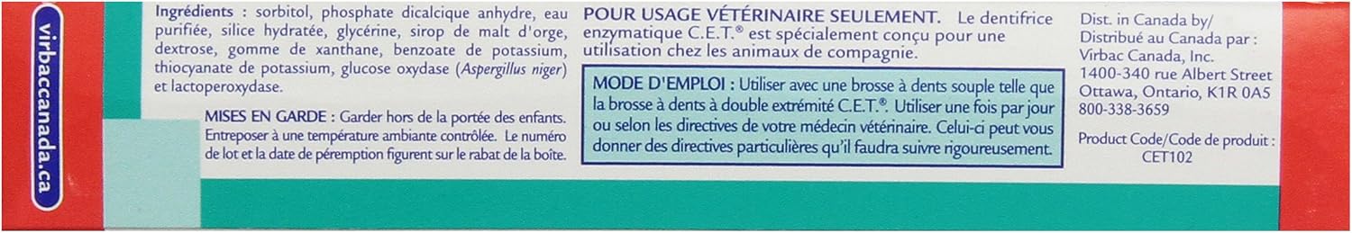 C.E.T. Enzymatic Toothpaste for Dogs and Cats, Vanilla Mint, 2.5oz | Plaque and tartar control for fresh breath, pet dental care toothpaste, Dual enzyme system, vanilla mint flavored toothpaste