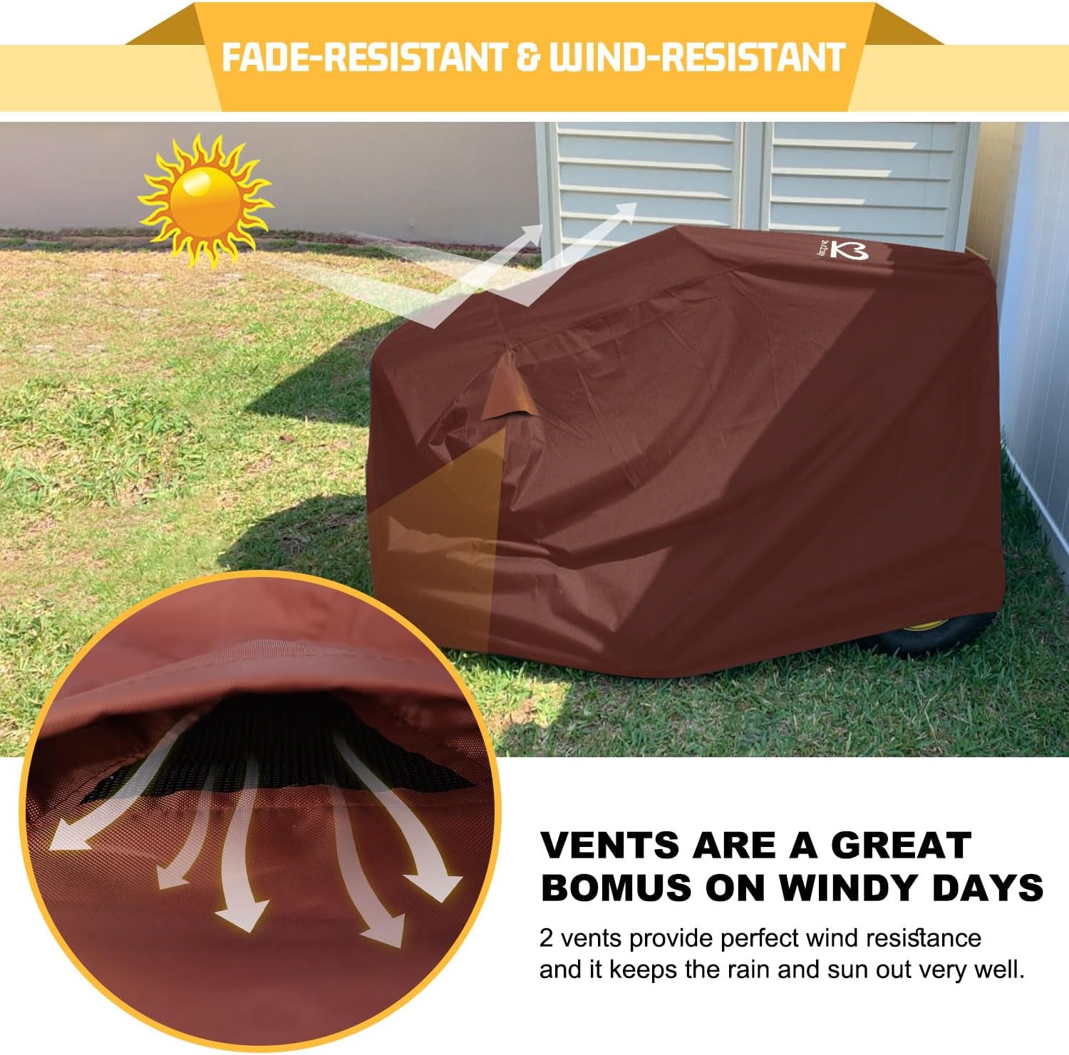 Riding Lawn Mower Cover 600D Lawnmower Covers Waterproof, up to 54" Decks | Universal Outdoor Lawn Tractor Cover Tarp All Weather Ride on Mower Covers, Heavy Duty 600D, Elastic Cord & Storage Bag