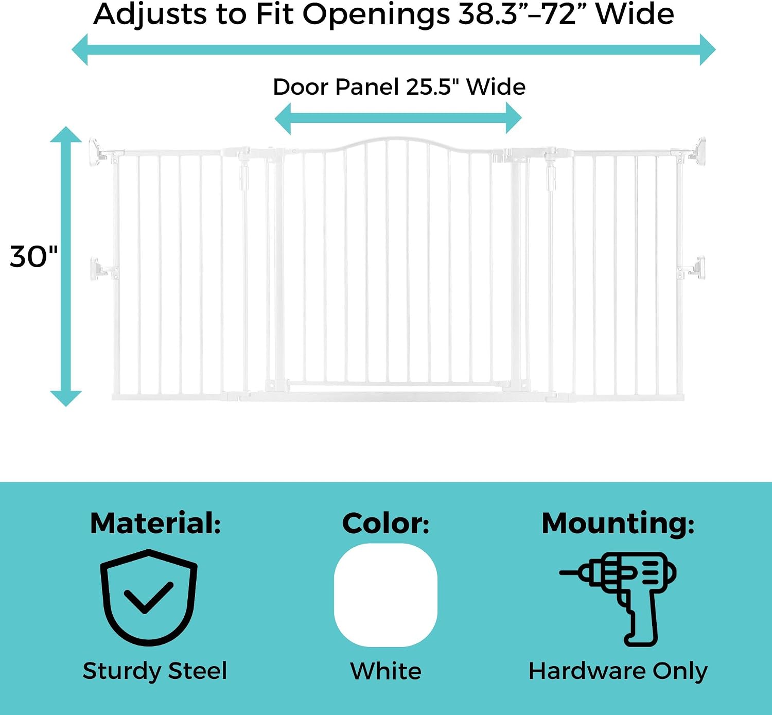 Toddleroo by North States - Deluxe Décor Safety Gate: Hardware Mounted Extra Wide Metal Baby Gate - Adjustable Child Gate - 38.3 to 72 Inches Wide - 30 Inches Tall - Matte Bronze