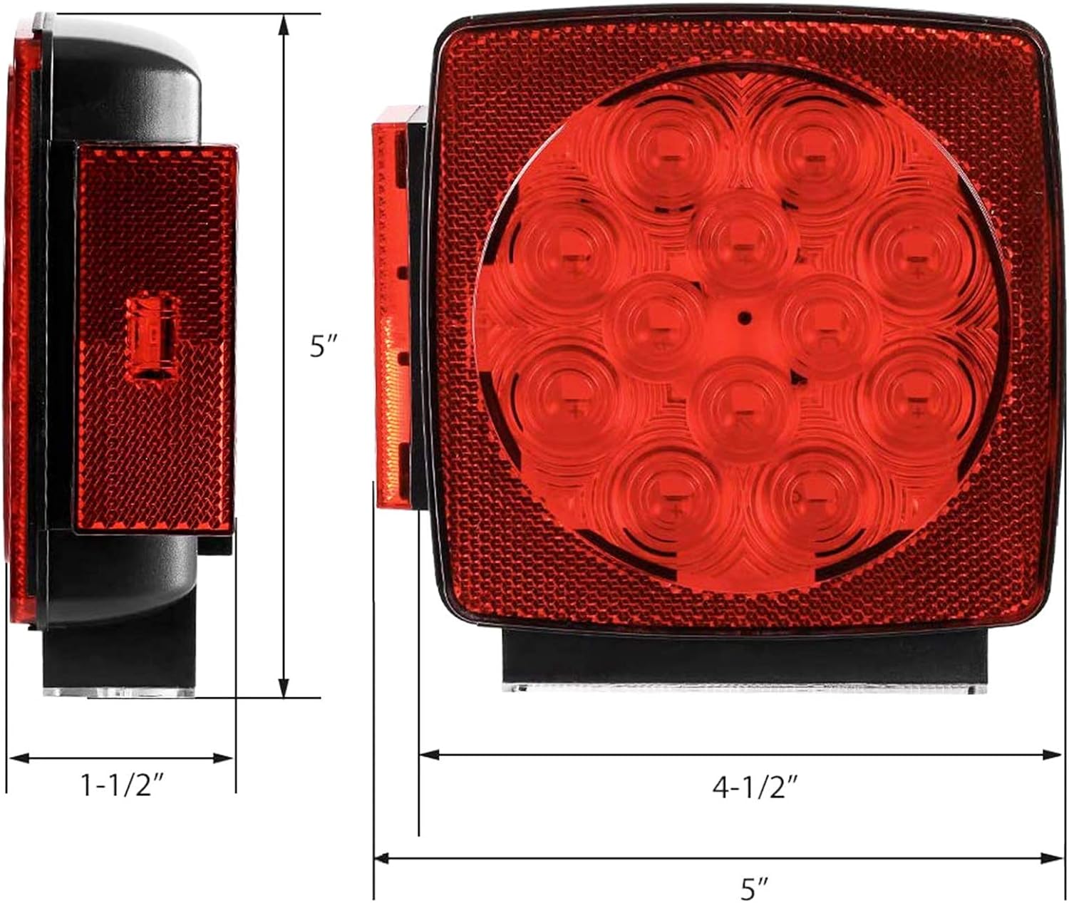 MAXXHAUL 50343 12V LED Submersible Left and Right Trailer Lights for Trailers Less than 80" Wide