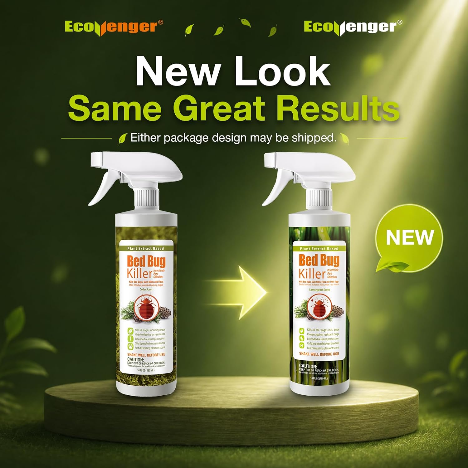 Bed Bug Killer 16 oz EcoVenger by EcoRaider, 100% Kill Efficacy, Bedbugs & Mites, Kills Eggs & The Resistant, Lasting Protection, USDA BIO-Certified, Plant Extract Based & Non-Toxic, Child & Pet Safe