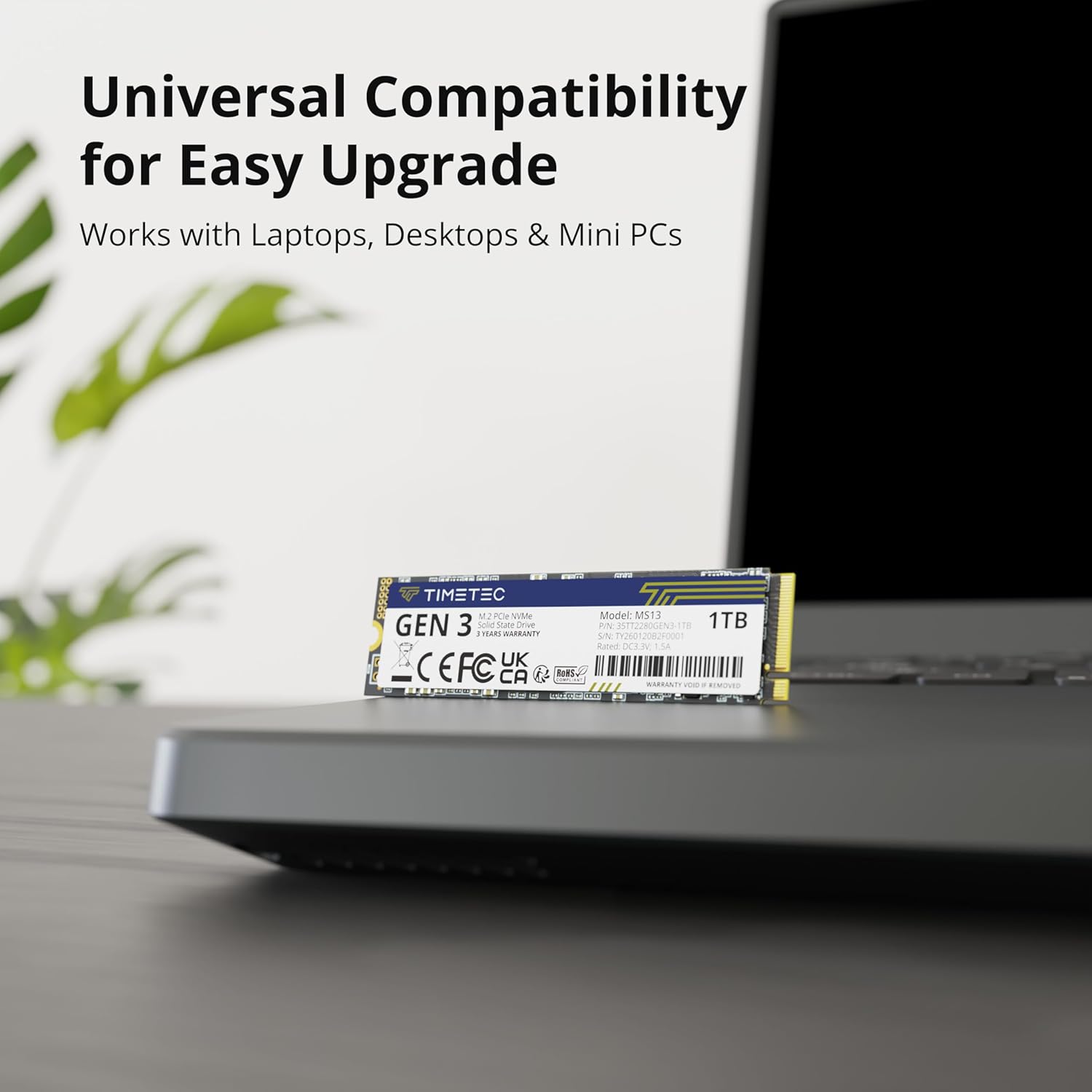 Timetec 1TB SSD NVMe PCIe Gen3x4 8Gb/s M.2 2280 3D NAND High Performance SLC Cache Read/Write Speed Up to 2, 000/1