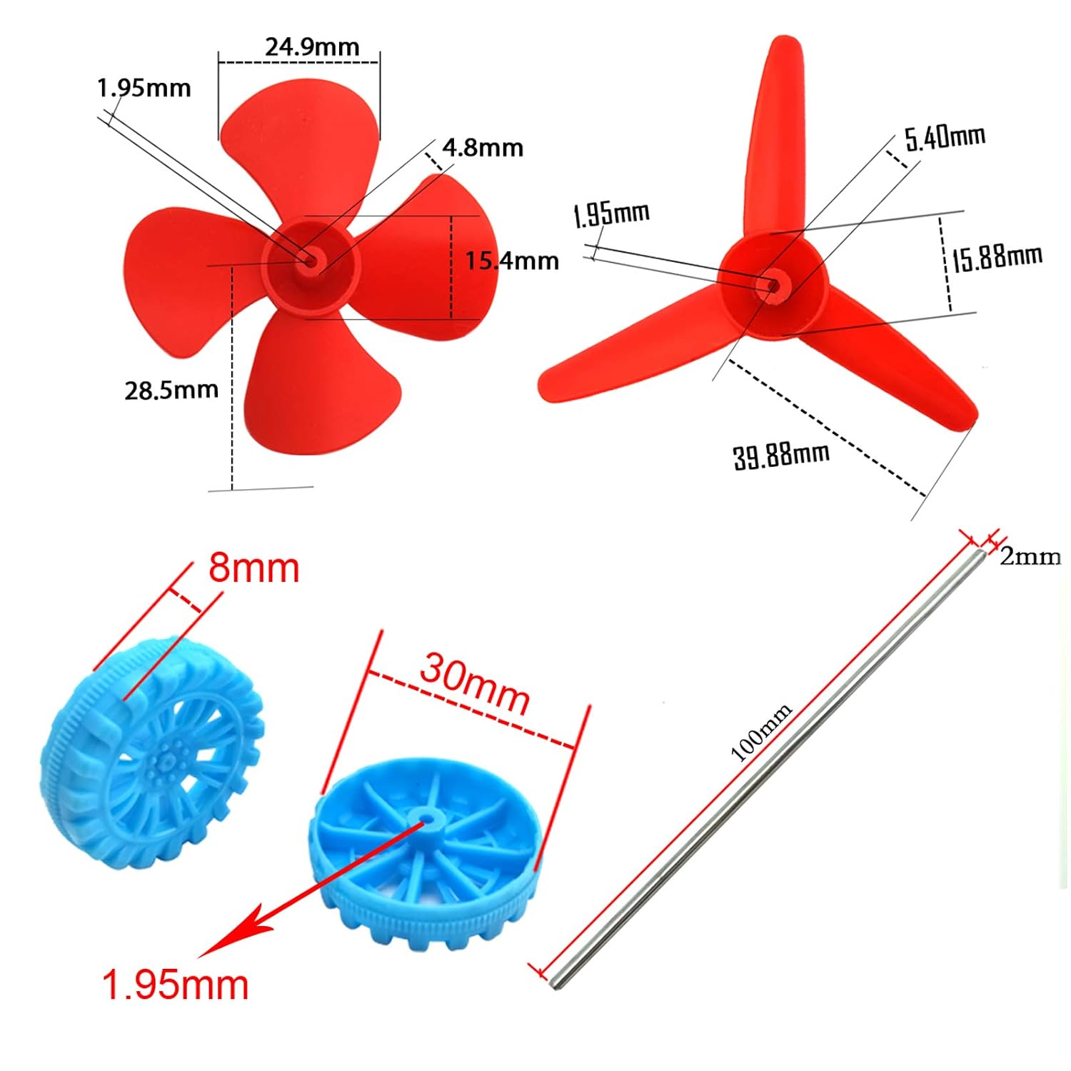 EUDAX 6 Set DC Motors Kit, Mini Electric Hobby Motor 3V -12V 25000 RPM Strong Magnetic with Shaft Propeller, 2 x AA Battery Holder