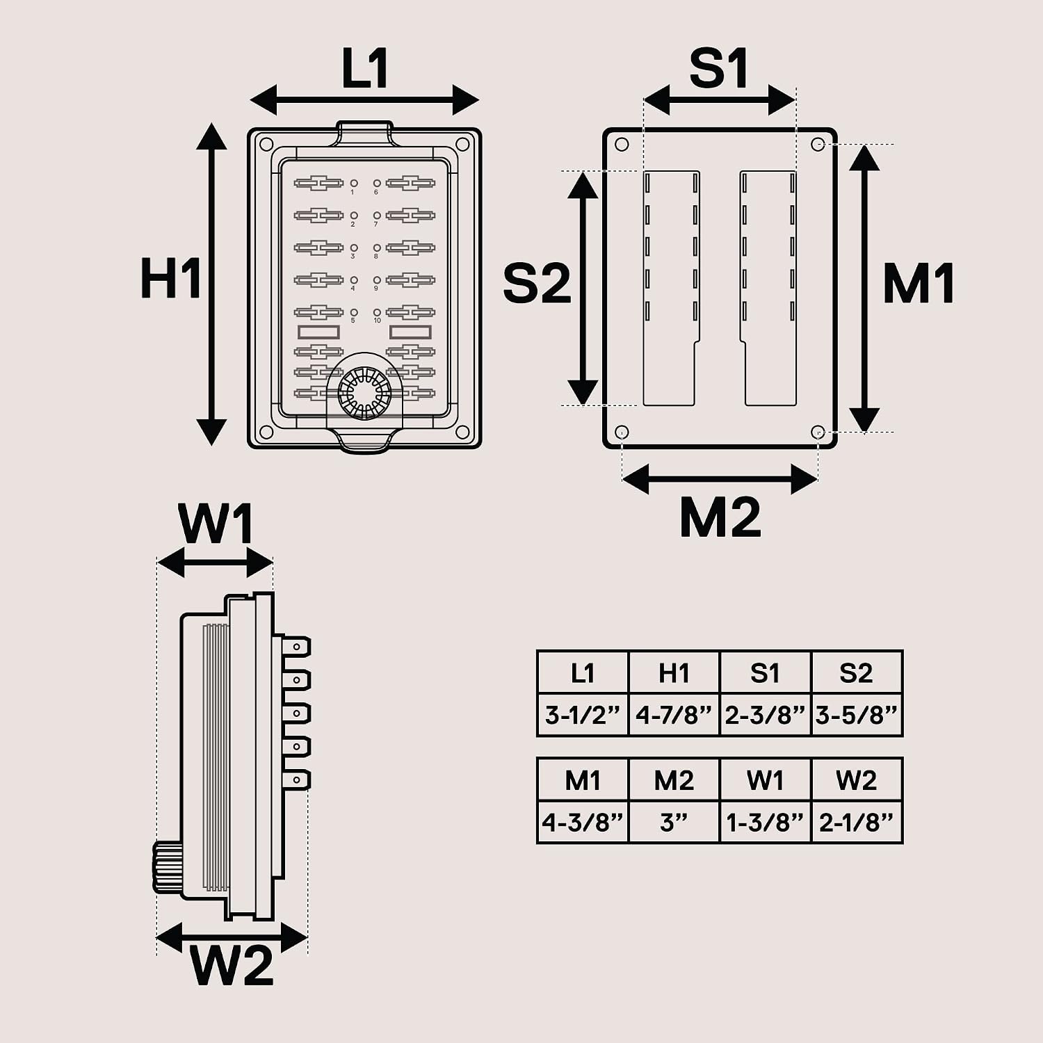 True Mods 10 Way Waterproof Fuse Box for Automotive [ATC/ATO Blade Fuses] [250 Amp] [Up to 25A per Socket] [LED Indicator] [12V - 32V DC] Auto