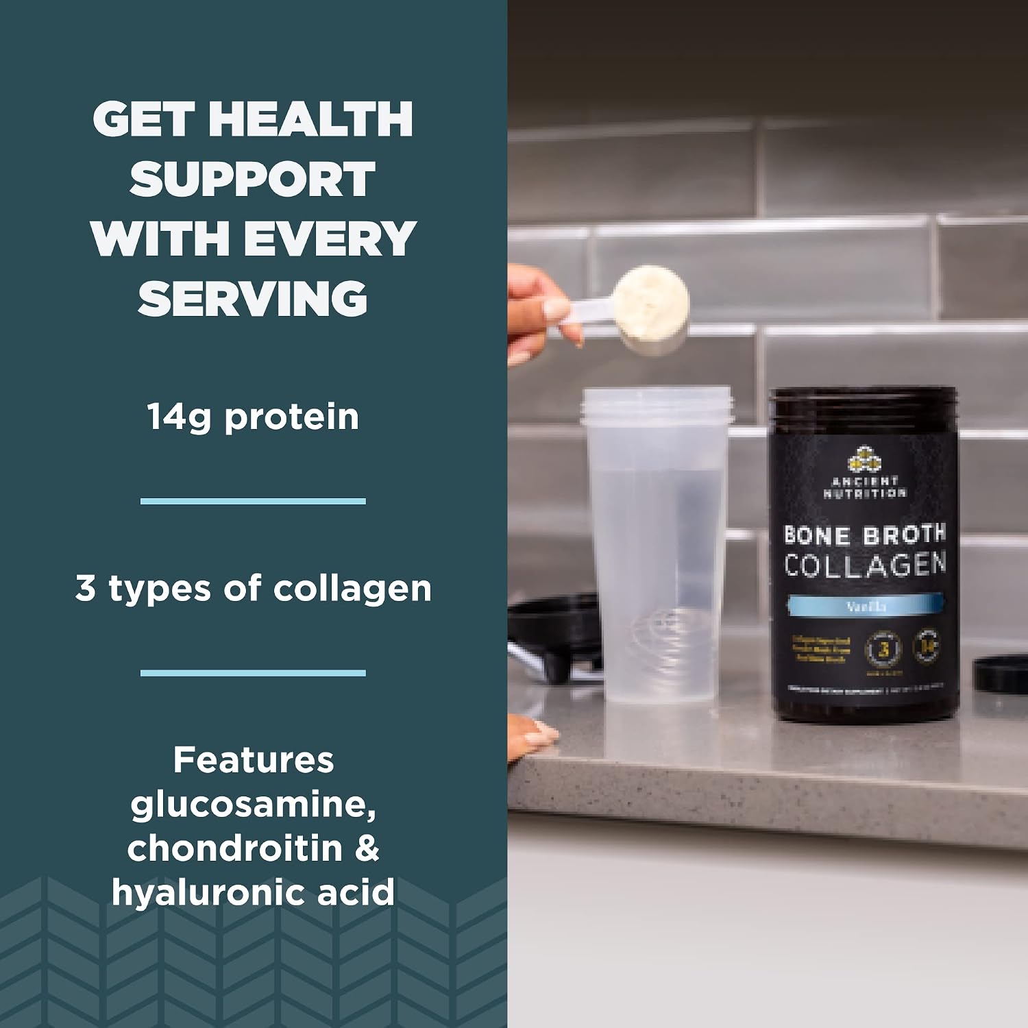 Ancient Nutrition Hydrolyzed Bone Broth Collagen Peptides, Chocolate