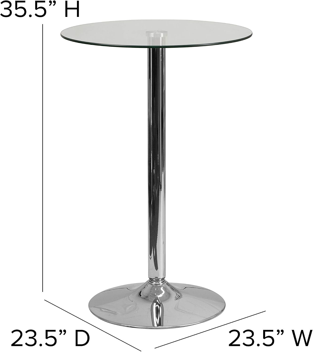 Flash Furniture 23.5 in Glass Round Table | Chrome Base