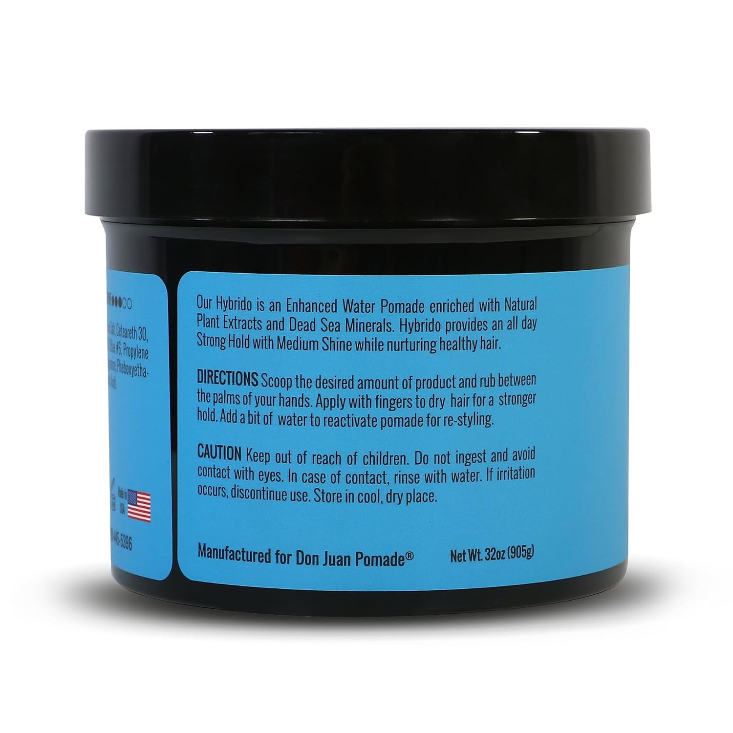 Don Juan Hybrido Pomade | Water Based | Strong Hold | High Shine | Natural Plant Extracts and Ocean Minerals | Summer Sea Breeze Scent, 4 oz.