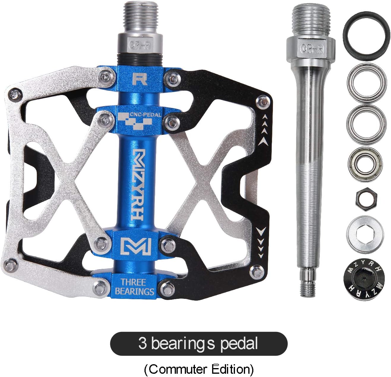 MZYRH Mountain Bike Pedals, Ultra Strong Colorful CNC Machined 9/16" Cycling Sealed 3 Bearing Pedals