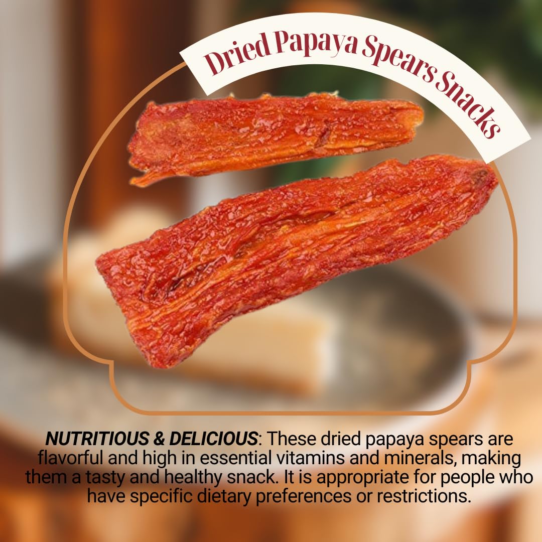 Nuts To You All Natural Dried Papaya Spears Snacks | Dried Papaya Slices No Sugar Added No Sulphur Non GMO | Gluten Free Healthy Snacks for Kids and
