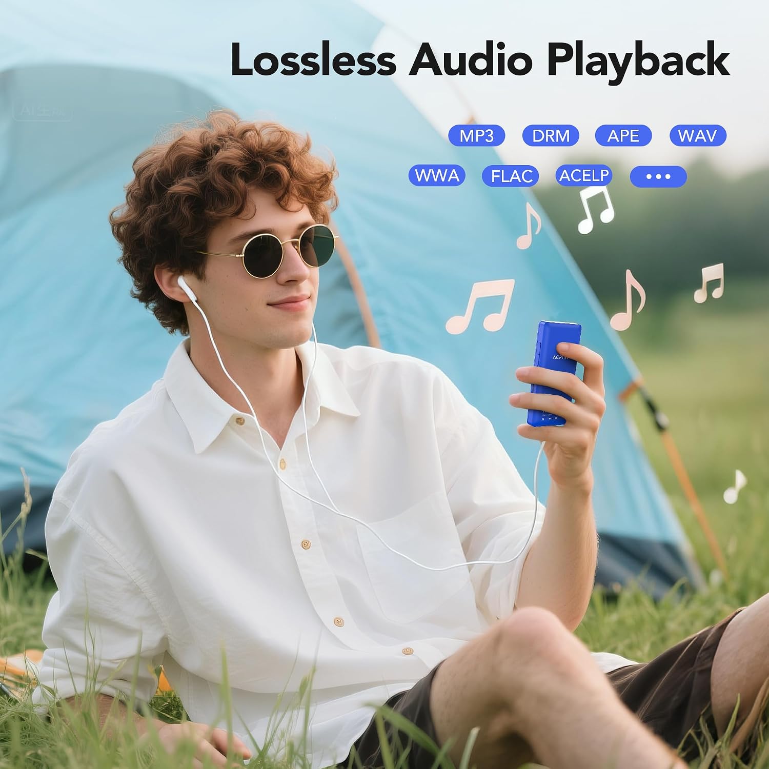 AGPTEK A02S 16GB MP3 Player, 65 Hours Playback Music Player, Dark Blue | Lossless Sound, Supports up to 128GB