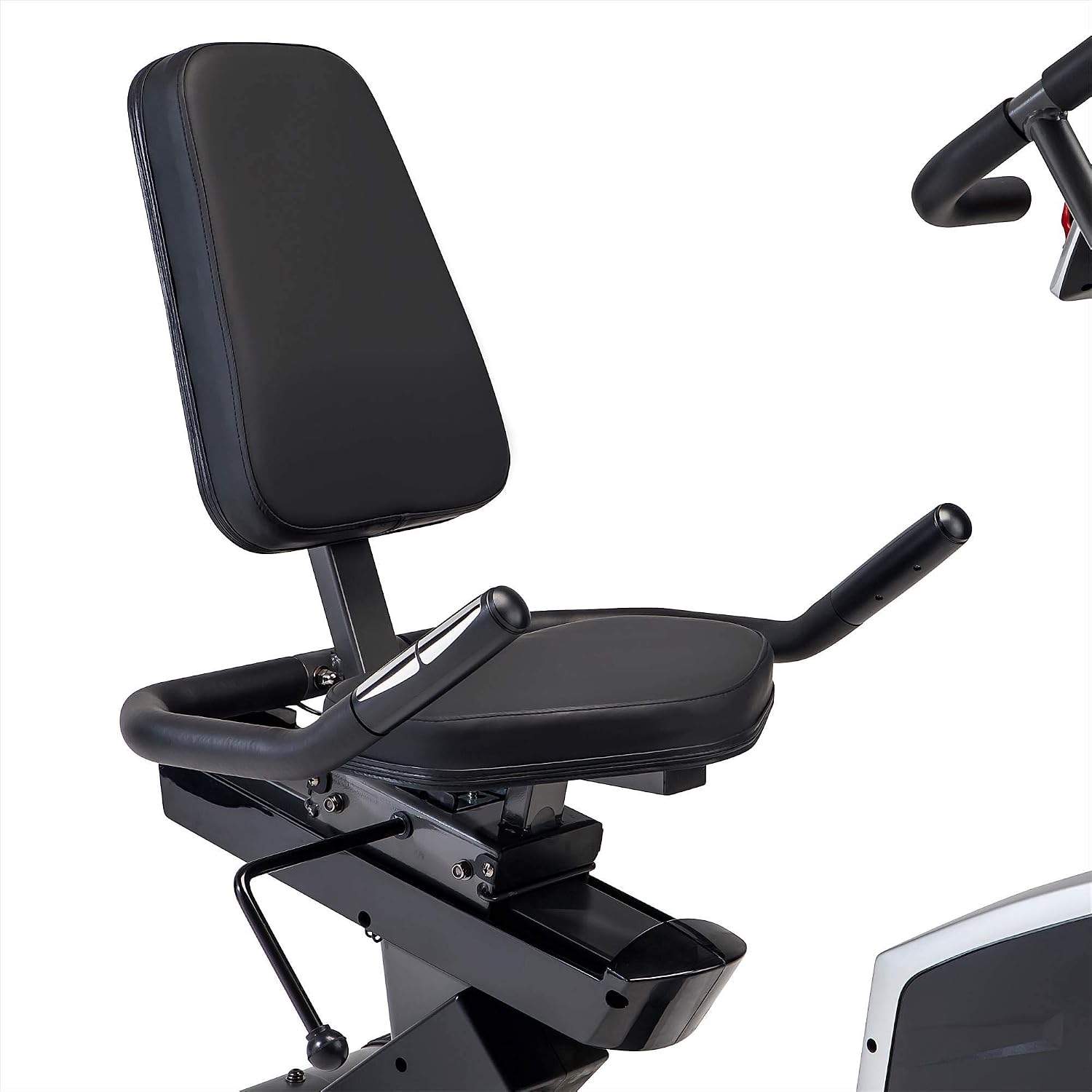 Marcy Regenerating Recumbent Exercise Bike with Adjustable Seat, Pulse Monitor and Transport Wheels ME-706