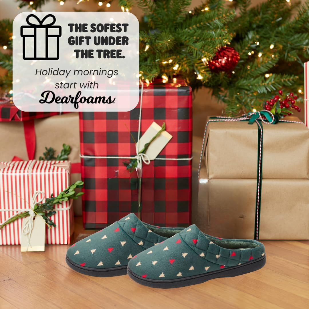 Dearfoams Women's Lightweight Memory Foam Indoor House Slipper Darcy Velour Clog with Wide Widths