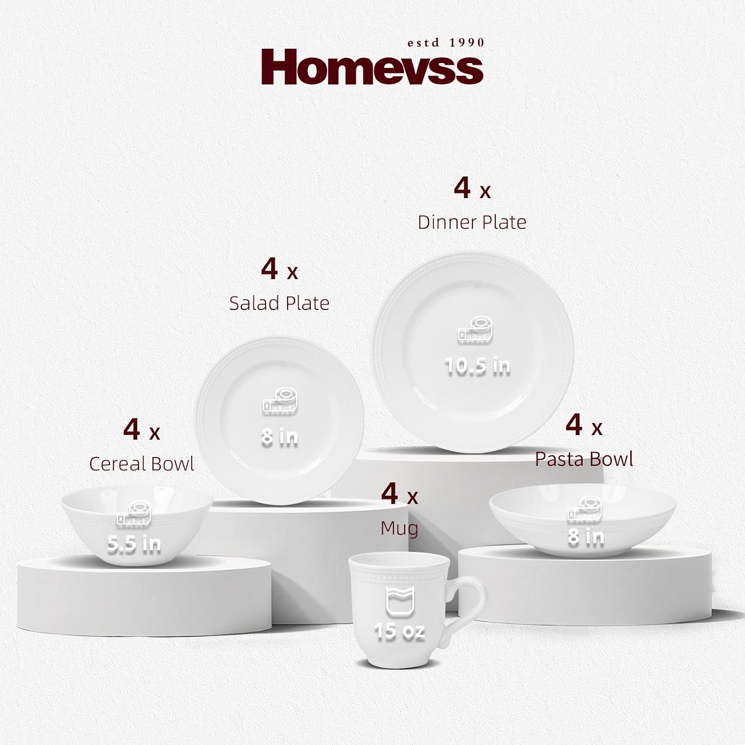 HomeVSS 20-Piece Pearl Dots Stoneware Dinnerware Set, Pink, Service for 4