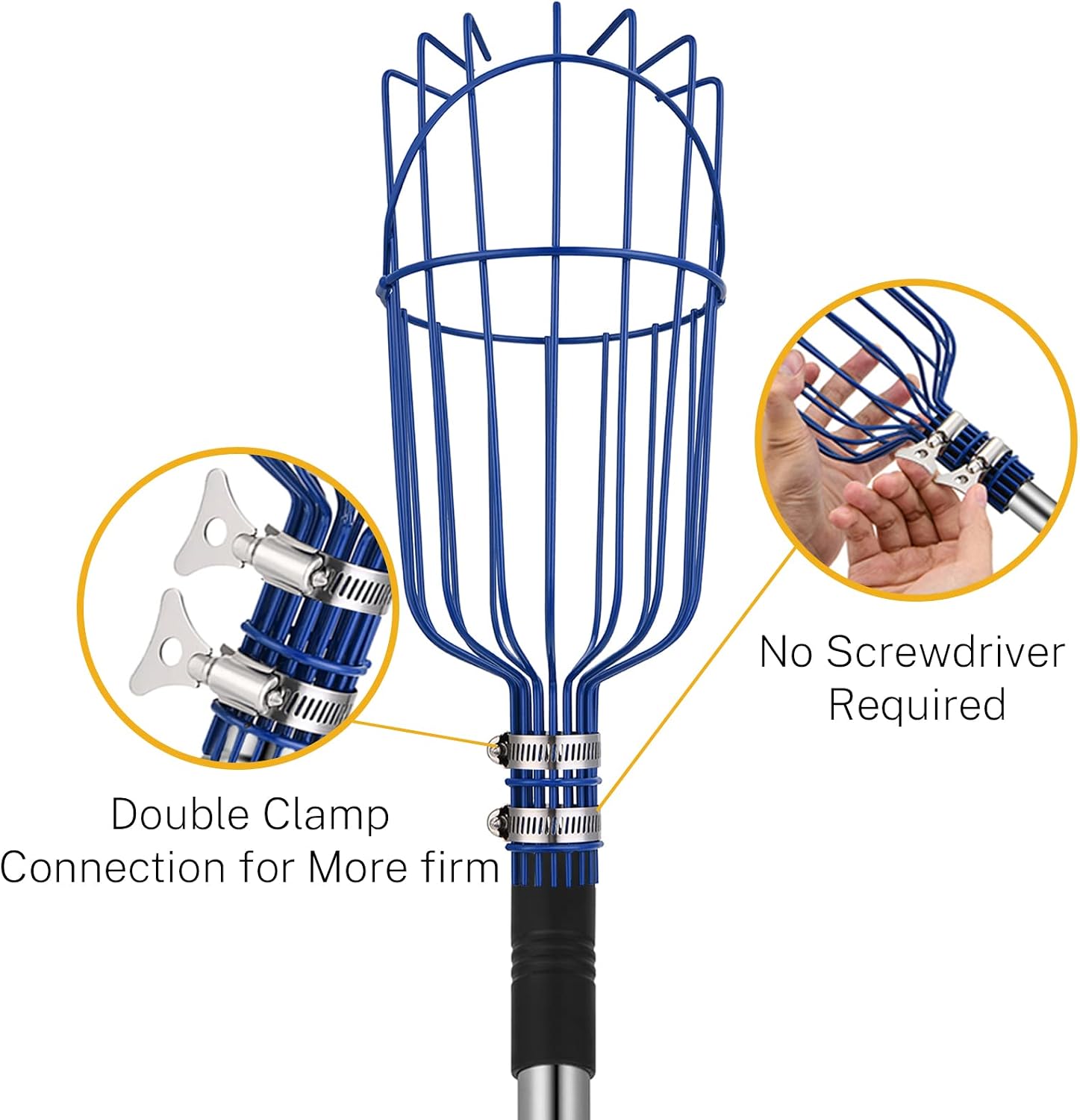 Oak Leaf Fruit Picker Pole with Basket, 13 FT Length Adjustable