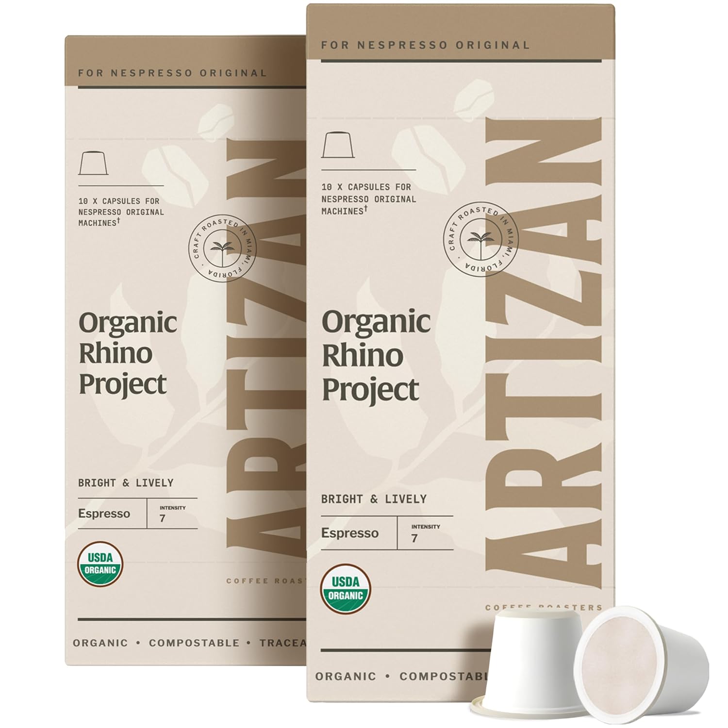 Artizan Coffee USDA Organic Espresso Coffee Capsules For Nespresso Original | Signature Blend Variety | 40 Compatible Compostable Pods
