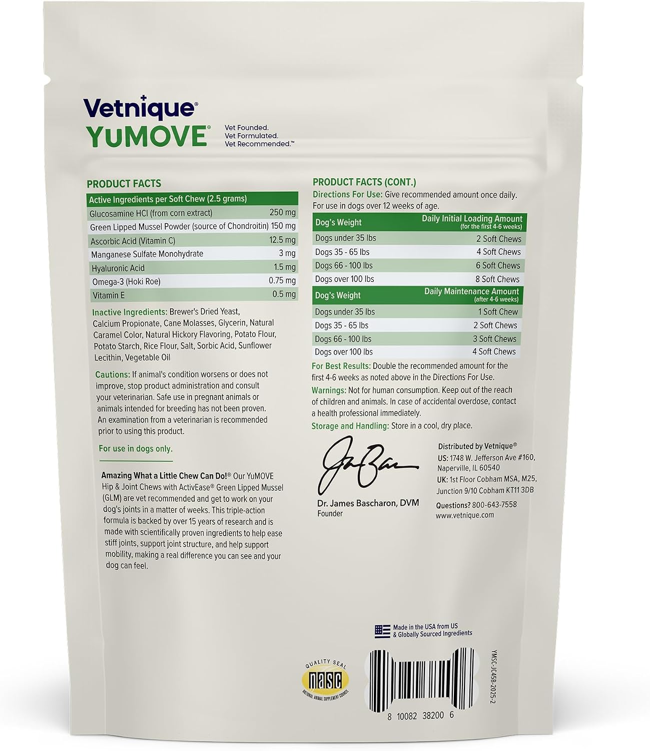 YuMOVE Adult Dog Hip & Joint Supplement Chews Green Lipped Mussel 300ct