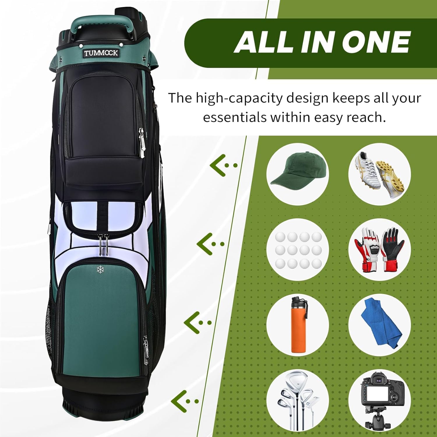 Golf Cart Bag, 14-Way Top Divider with Multiple Storage Pockets, Lightweight & Durable Golf Bag for Men, Cart-Friendly Design