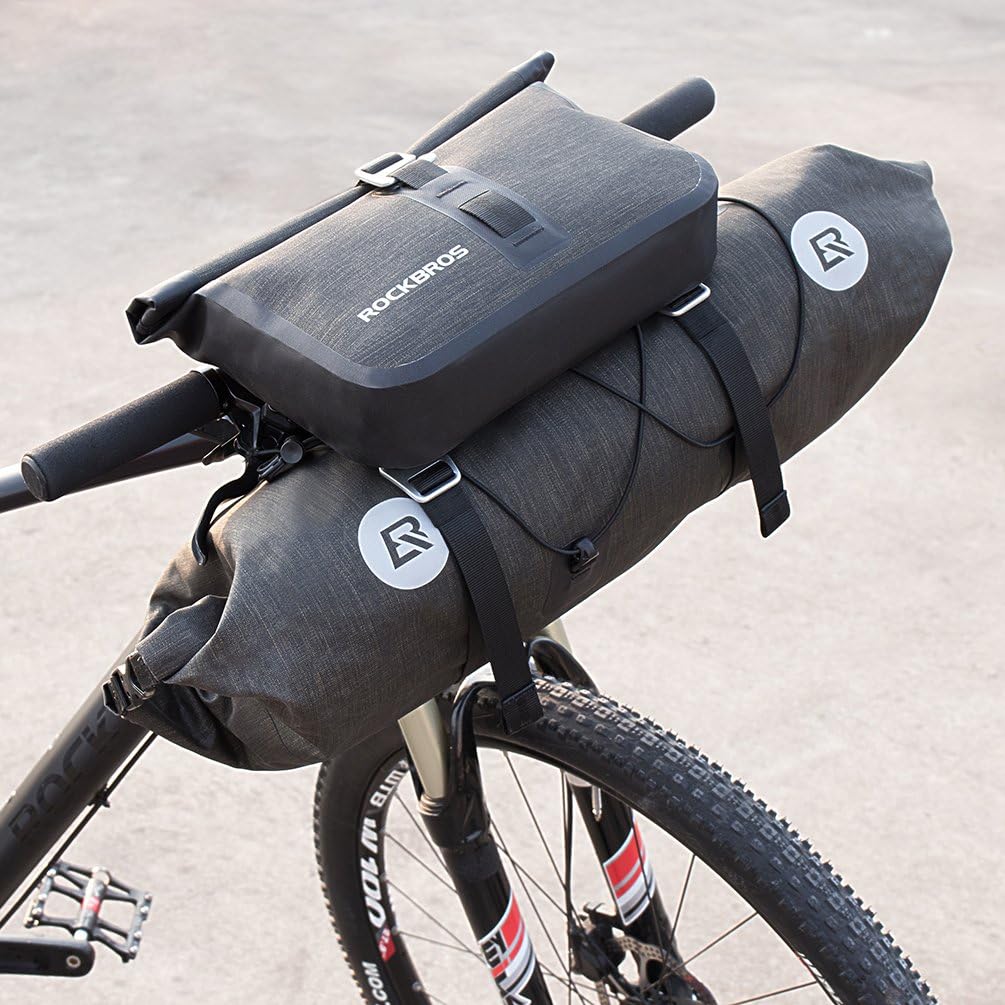ROCKBROS Waterproof Handlebar Bags 12L-20L Front 2 Dry Packs for MTB Road | 600D TPU Material,Reflective Logo,Suitable for Cycling Traveling Camping