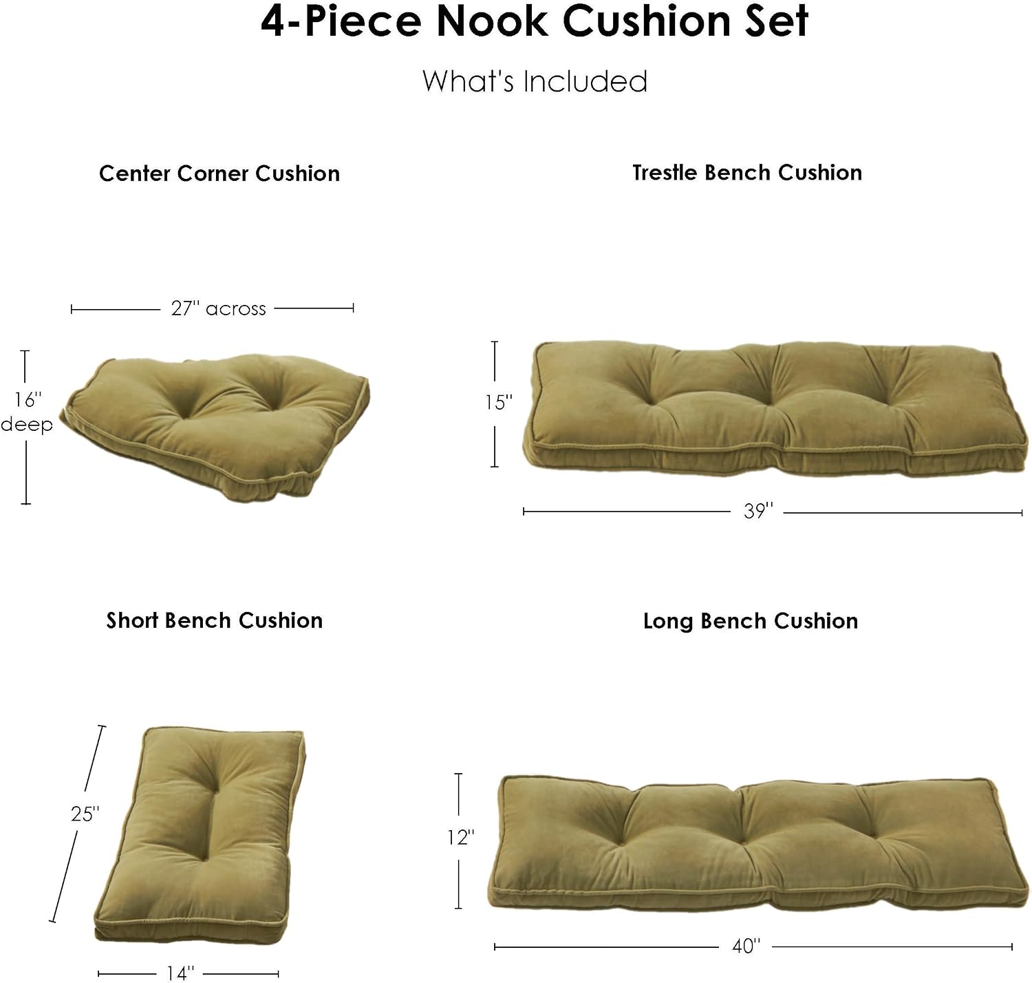 Greendale Home Fashions Hyatt 4-Piece Kitchen Nook Polyester Cushion Set, Cobalt