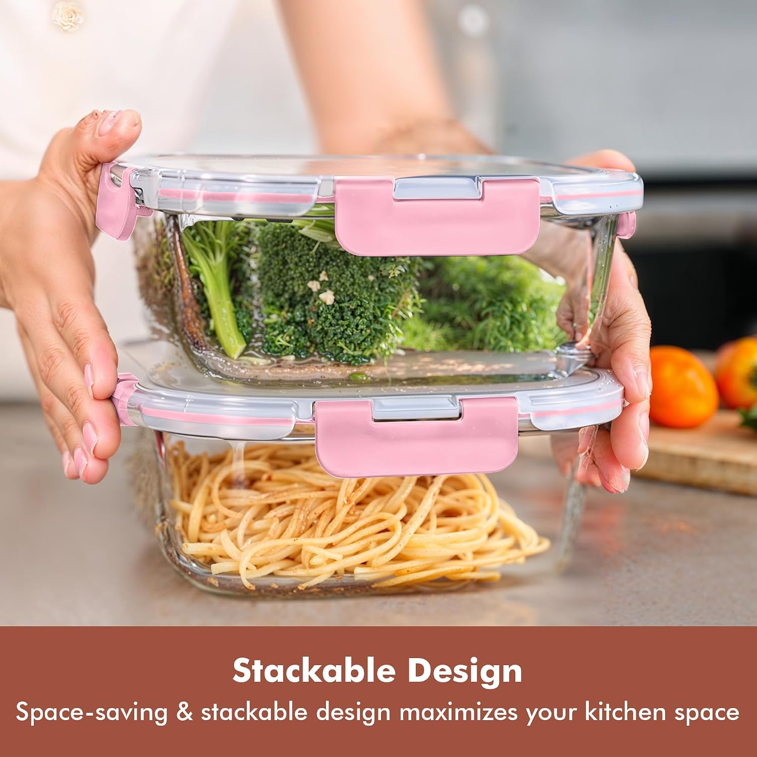 Razab 2 PC 1200ML / 41 Oz Glass Food Storage Containers with Lids - Airtight & Leakproof - Microwave/Oven/Freezer Safe - BPA Free - Ideal for Meal