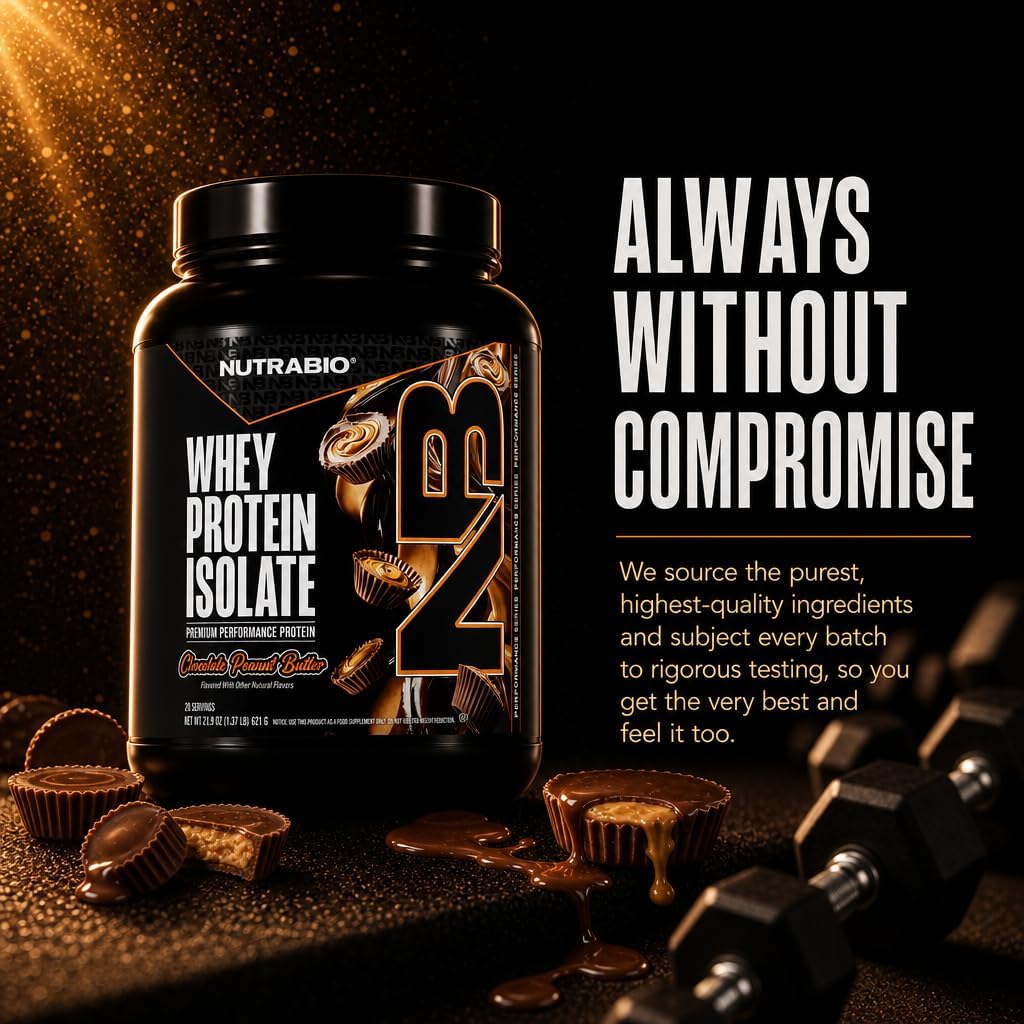 NutraBio 100% Whey Protein Isolate Protein Powder, 25g Protein with Complete Amino Acid Profile, Non-GMO, Soy & Gluten Free, Low Carb, Low Calorie Whey Protein Powder, Raw Unflavored, 20 Servings