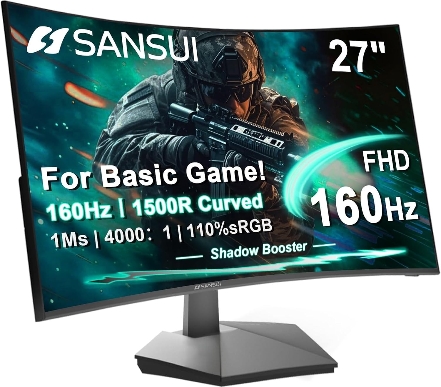 SANSUI 32 Inch Curved 240Hz Gaming Monitor High Refresh Rate, FHD 1080P | Gaming PC Monitor HDMI DP1.4, 1500R Curvature, 1Ms MPRT, HDR,Metal Stand,VESA Compatible(DP Cable Incl.)