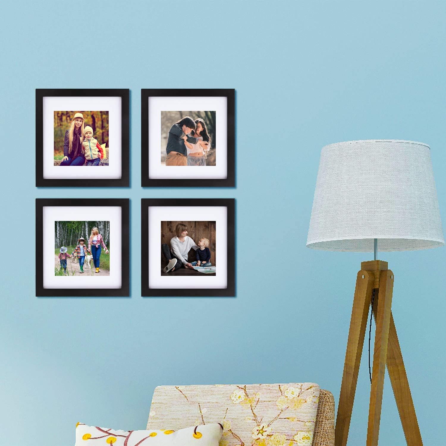 pojah 12x12 Black Picture Frame Set of 4,Wall Frames,HD Plexiglass
