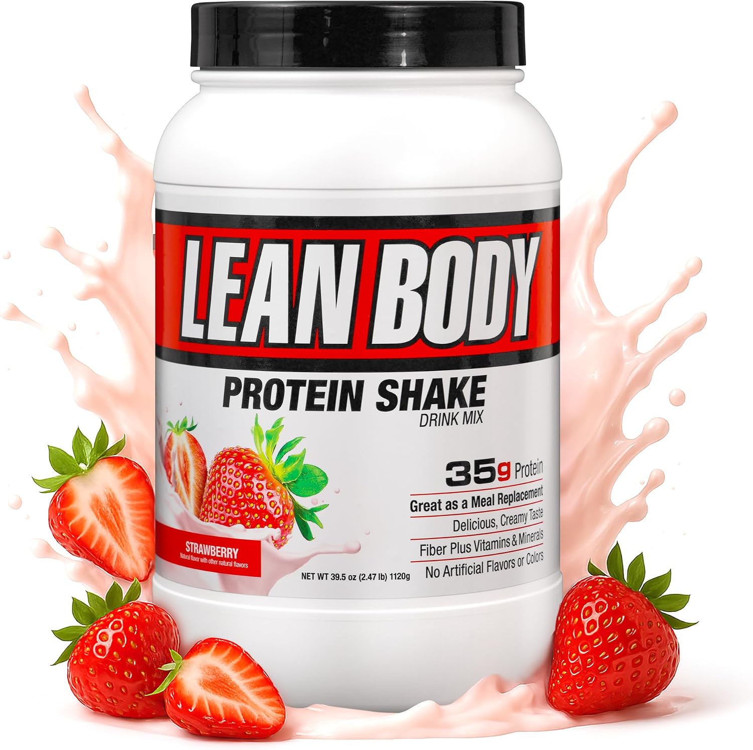 Labrada Nutrition Lean Body Hi-Protein Shake, Strawberry, 2.47-Pound Tub Strawberry Packaging May Vary
