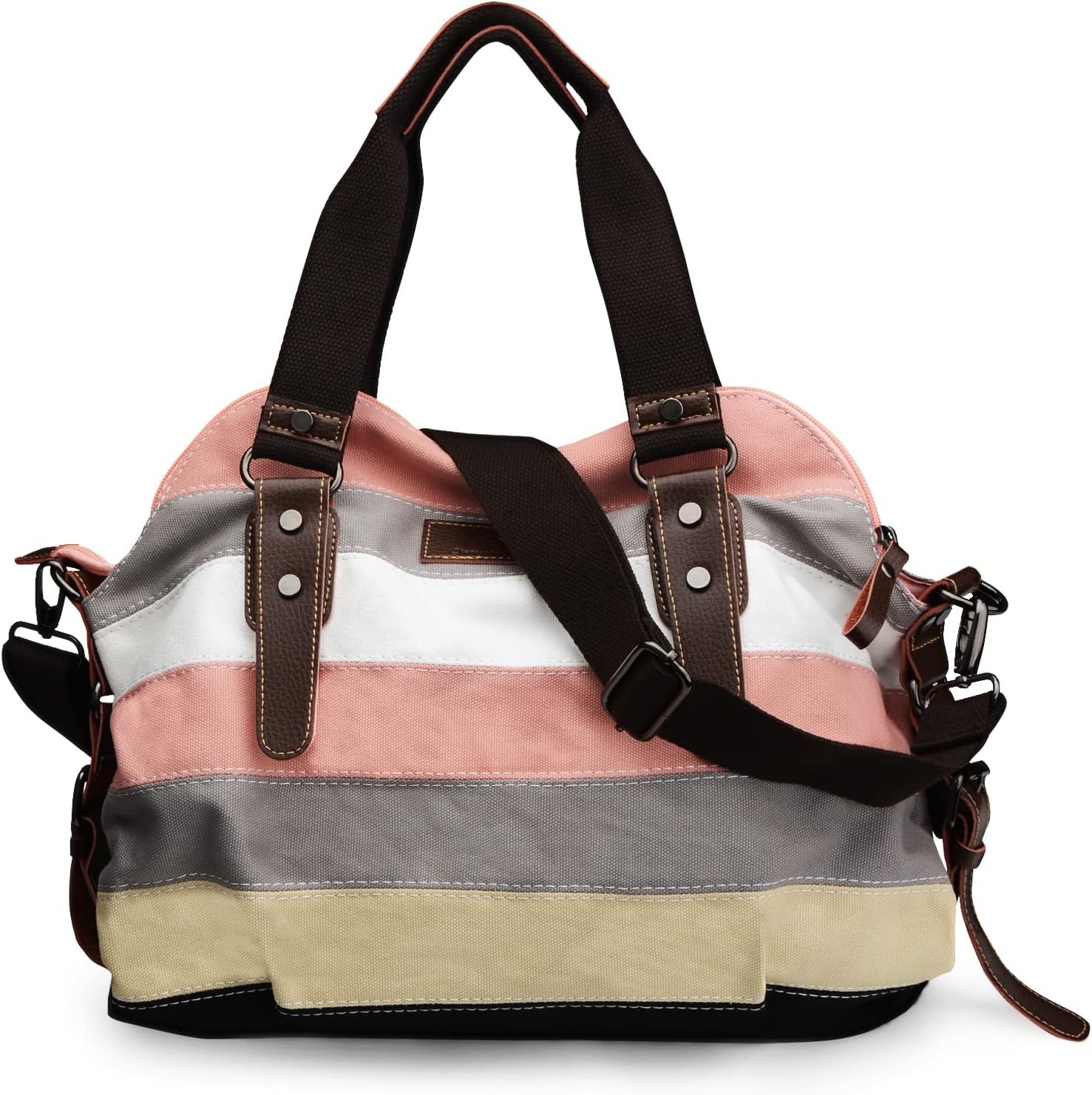 Canvas Handbag Multi-Color Striped Lattice Cross Body Shoulder Purse Bag Tote-Handbag for Women